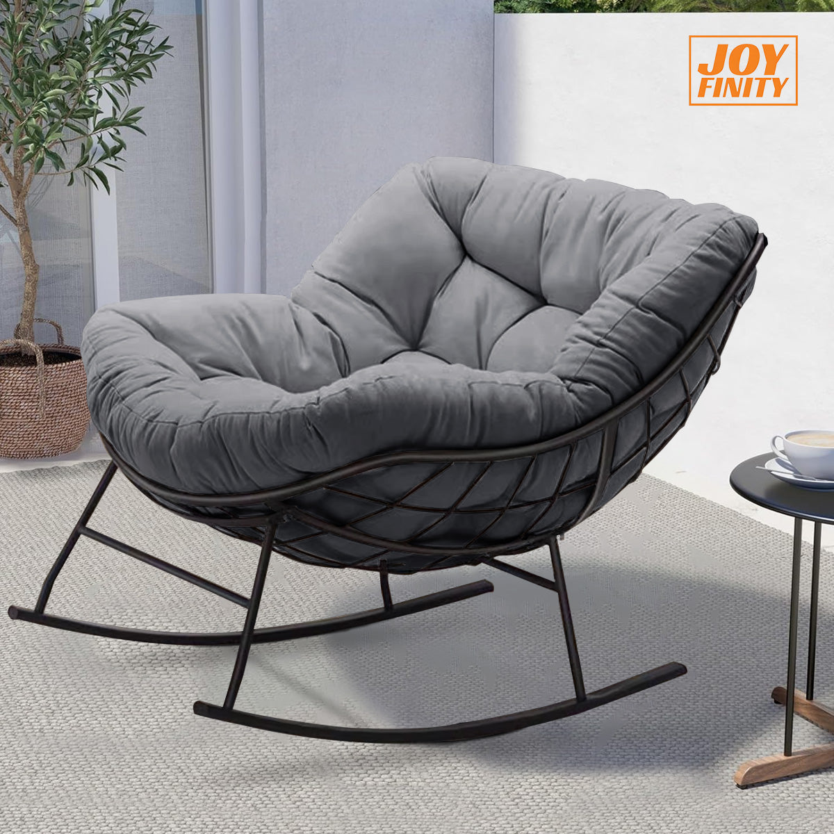 Joyfinity Indoor & Outdoor, Royal Rocking Chair, Patio Furniture Set, Padded Cushion Rocker Recliner Chair Outdoor for Front Porch, Garden, Patio, Backyard