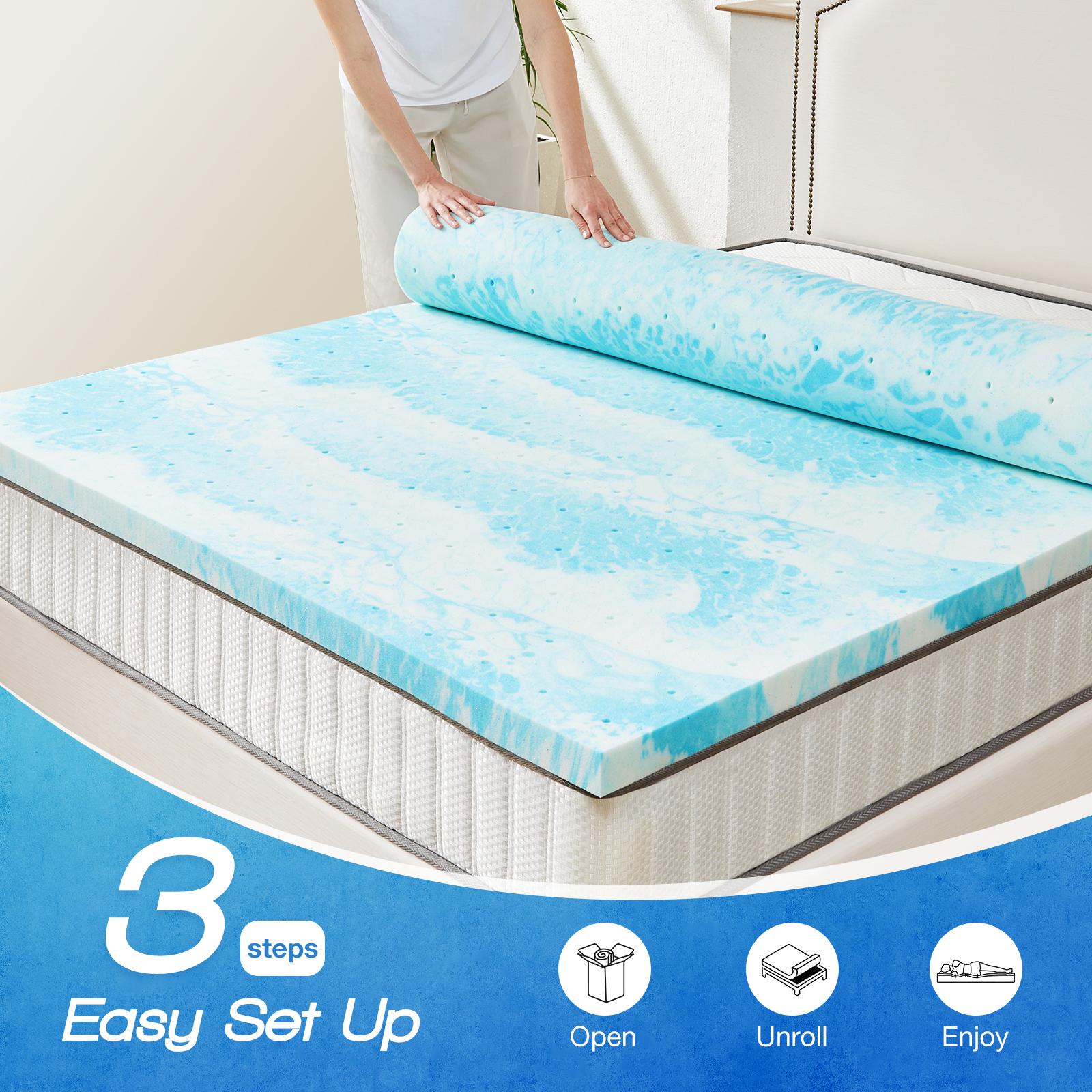 JOYFINITY  Mattress Topper Memory Foam Cooling Gel Swirl Infused Bed Topper for Back Pain