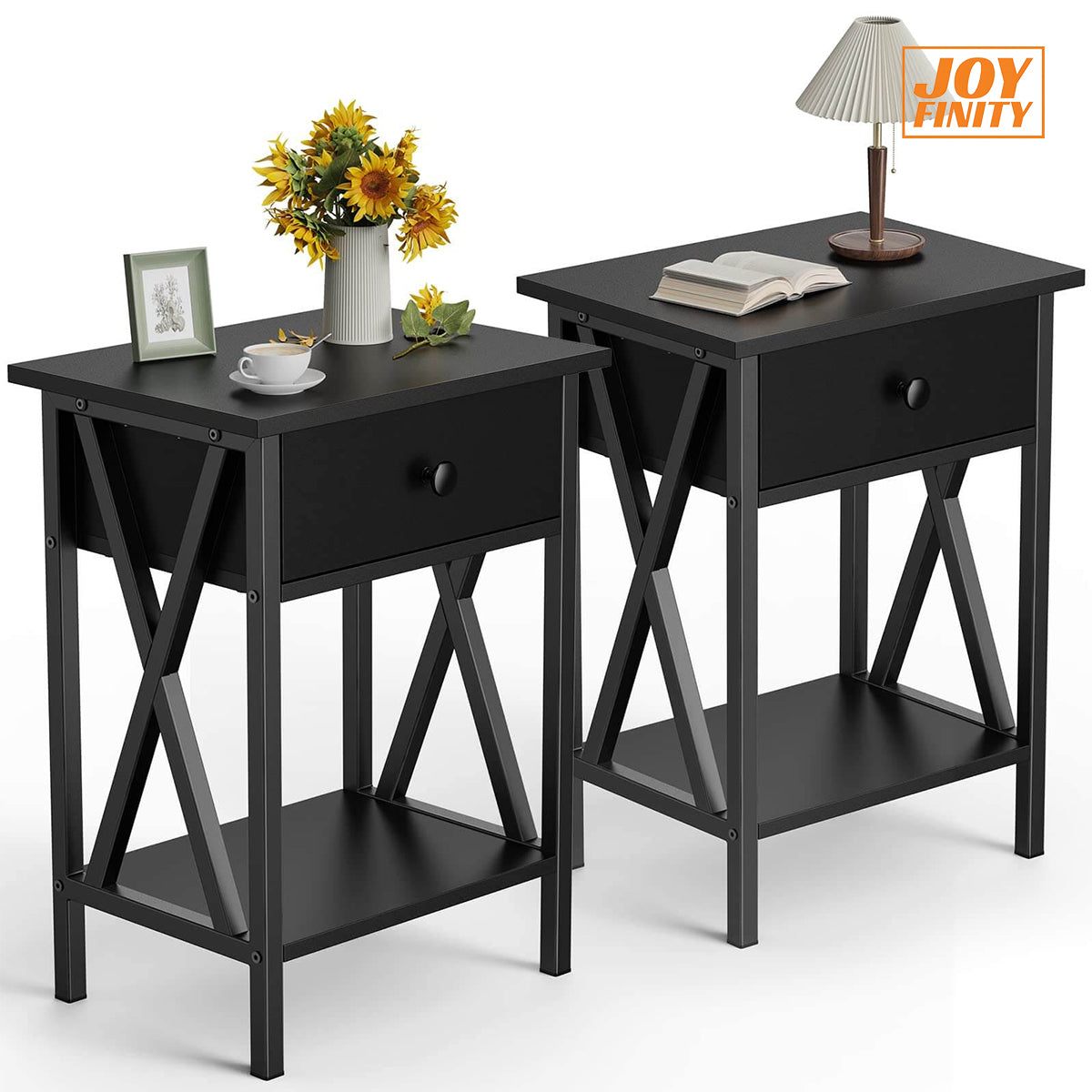 JOYFINITY Nightstands Set of 2 Bedside Tables Night Stand with Storage Drawer