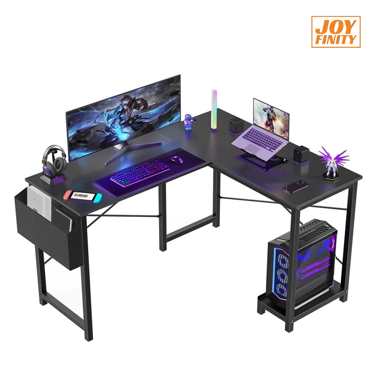 JOYFINITY L Shaped Gaming Desk, Corner Desks with CPU Stand Side Bag for Home Office Dorm Sturdy