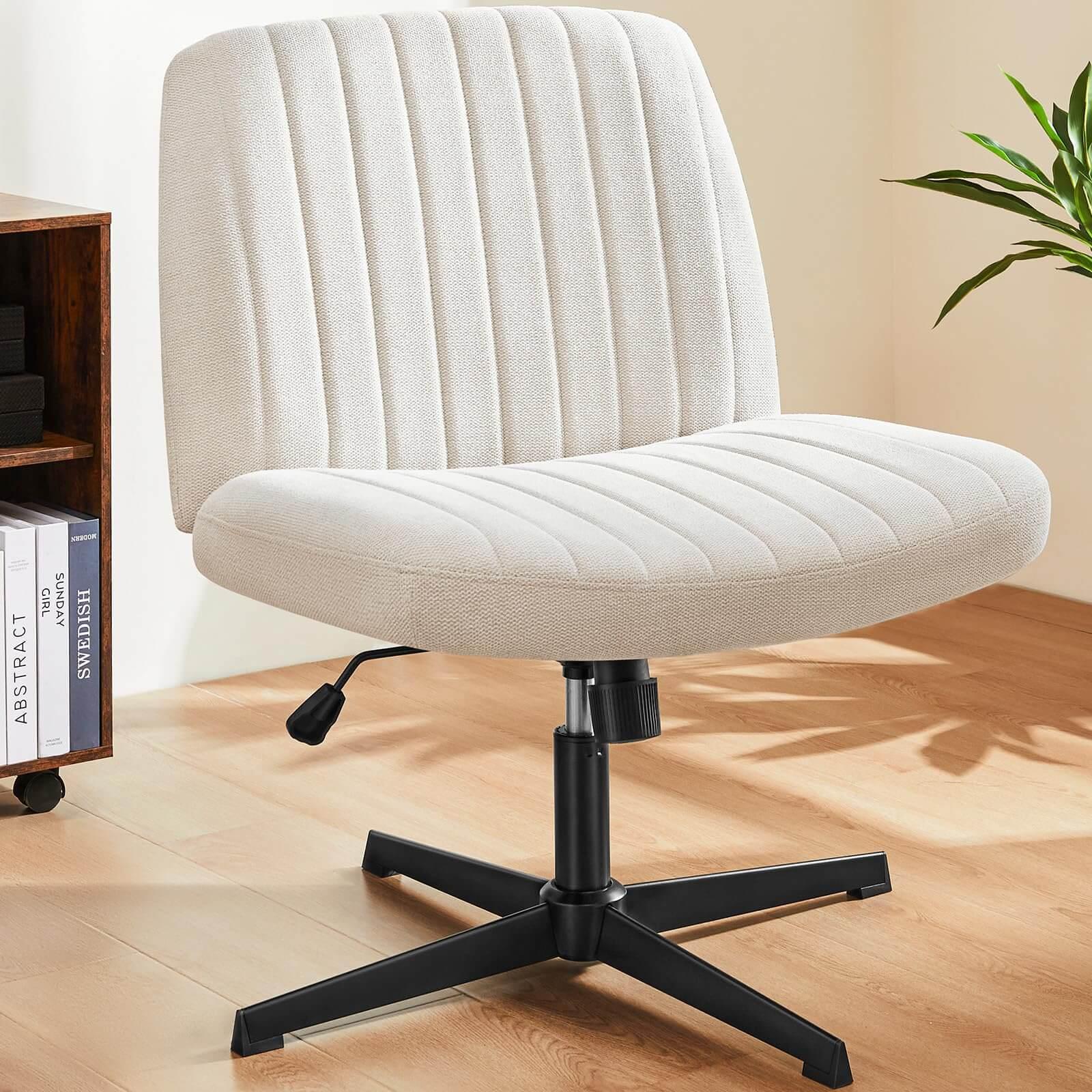 JOYFINITY Viral Criss Cross-Legged Chair With Wheels,Over Size Armless Swivel Home Office Chair