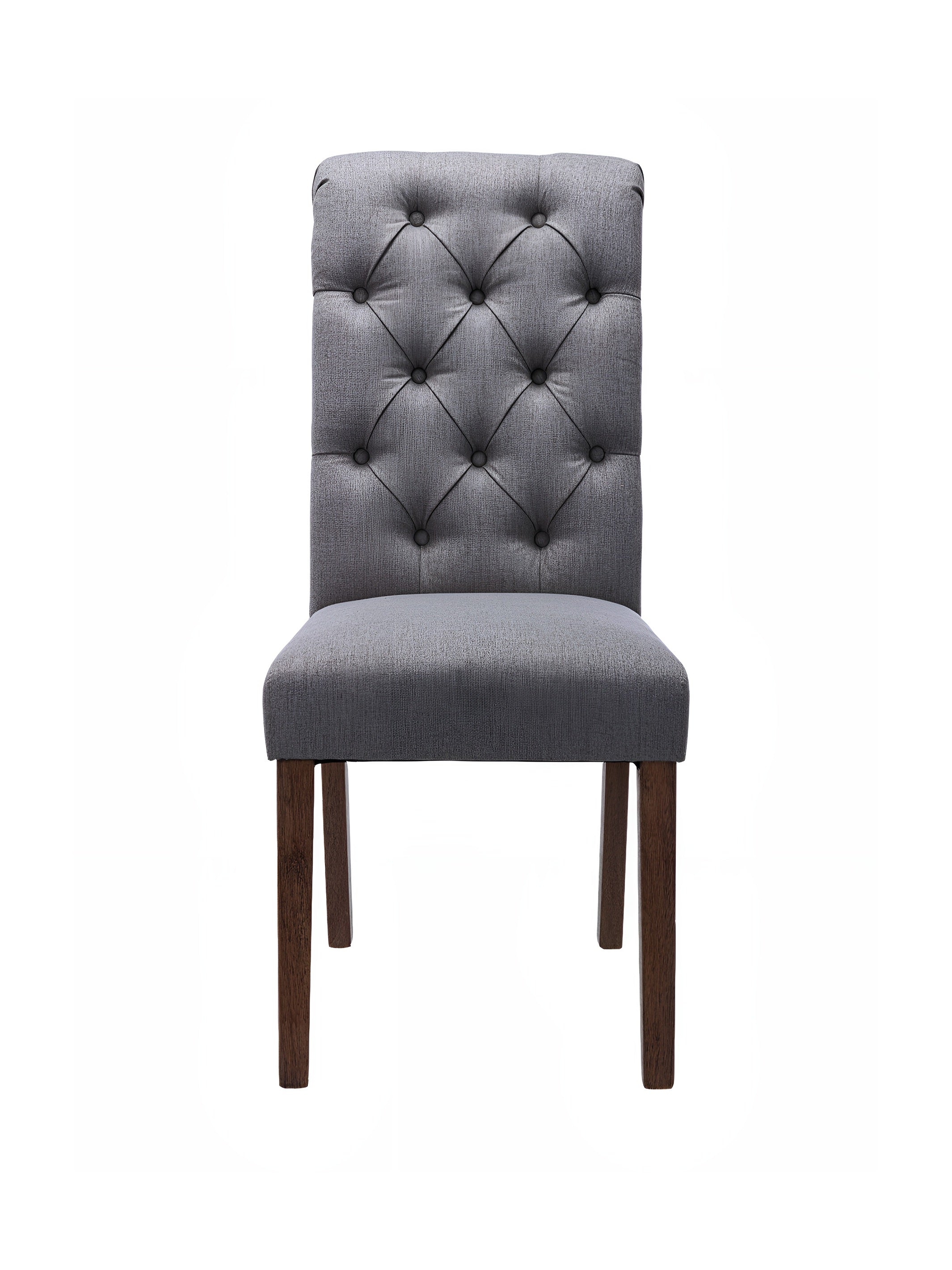 JOYFINITY Rolled Back Tufted Fabric Dining Chair with Wooden Legs