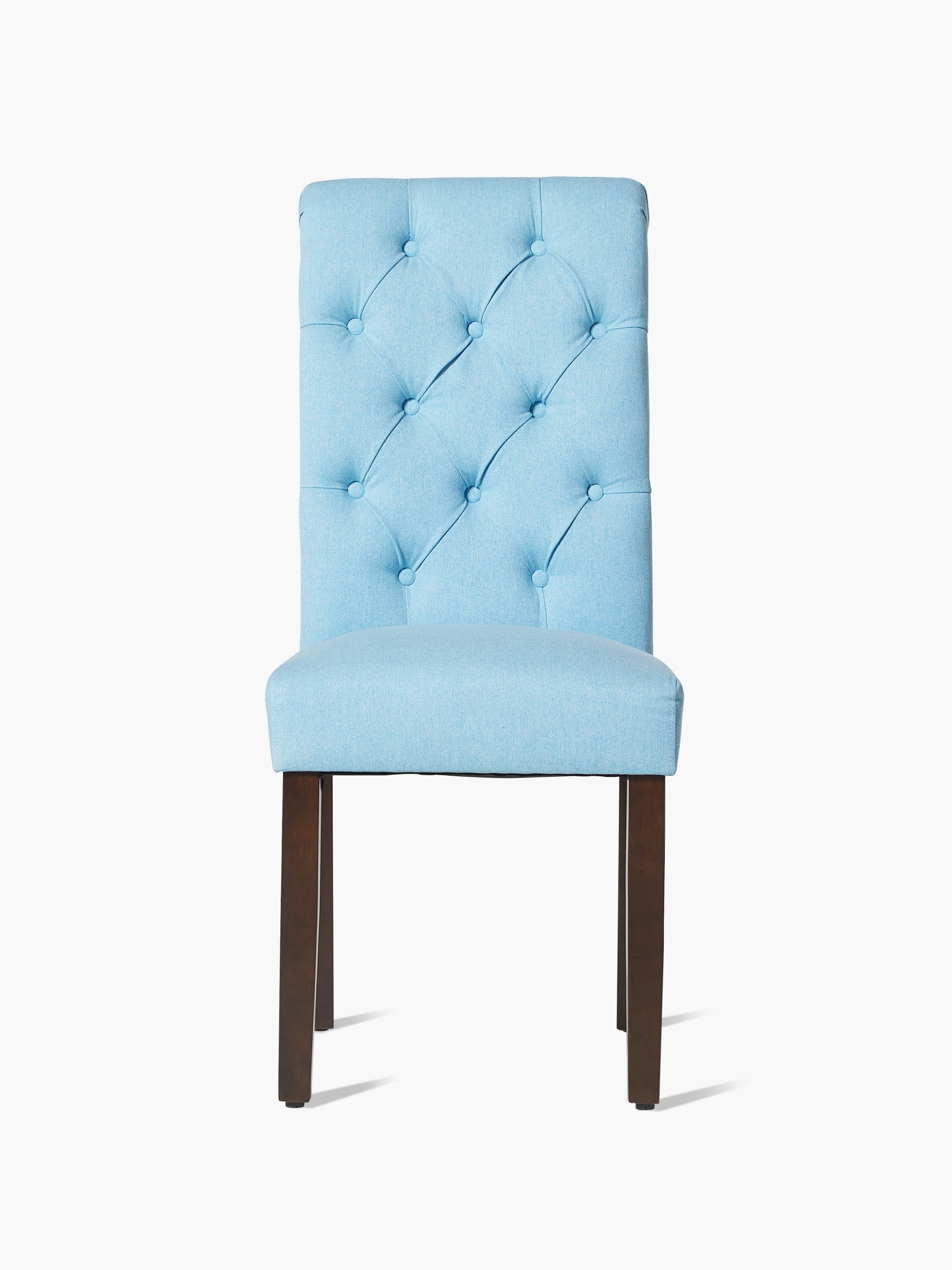 JOYFINITY Rolled Back Tufted Fabric Dining Chair with Wooden Legs