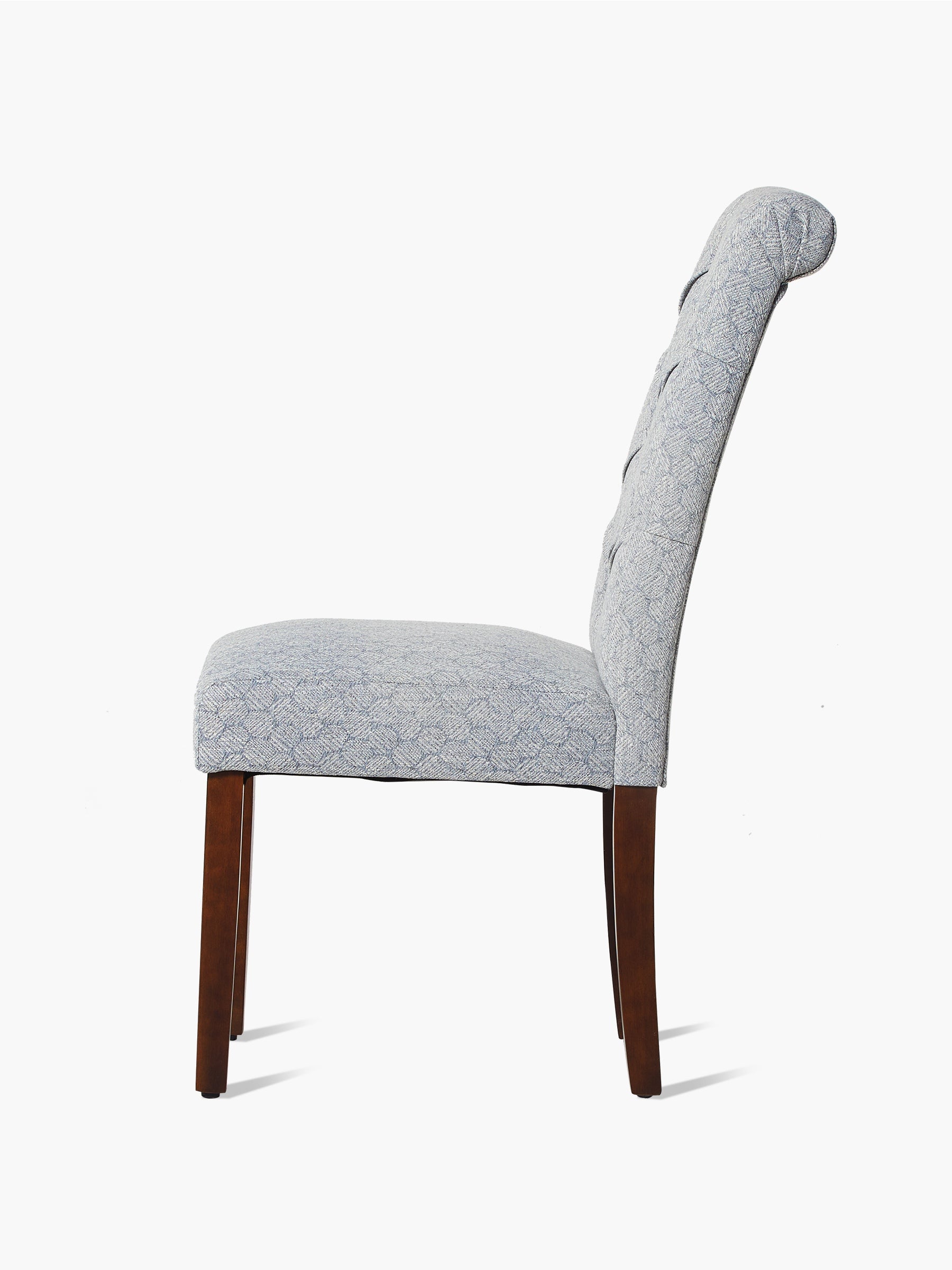 JOYFINITY Rolled Back Tufted Fabric Dining Chair with Wooden Legs