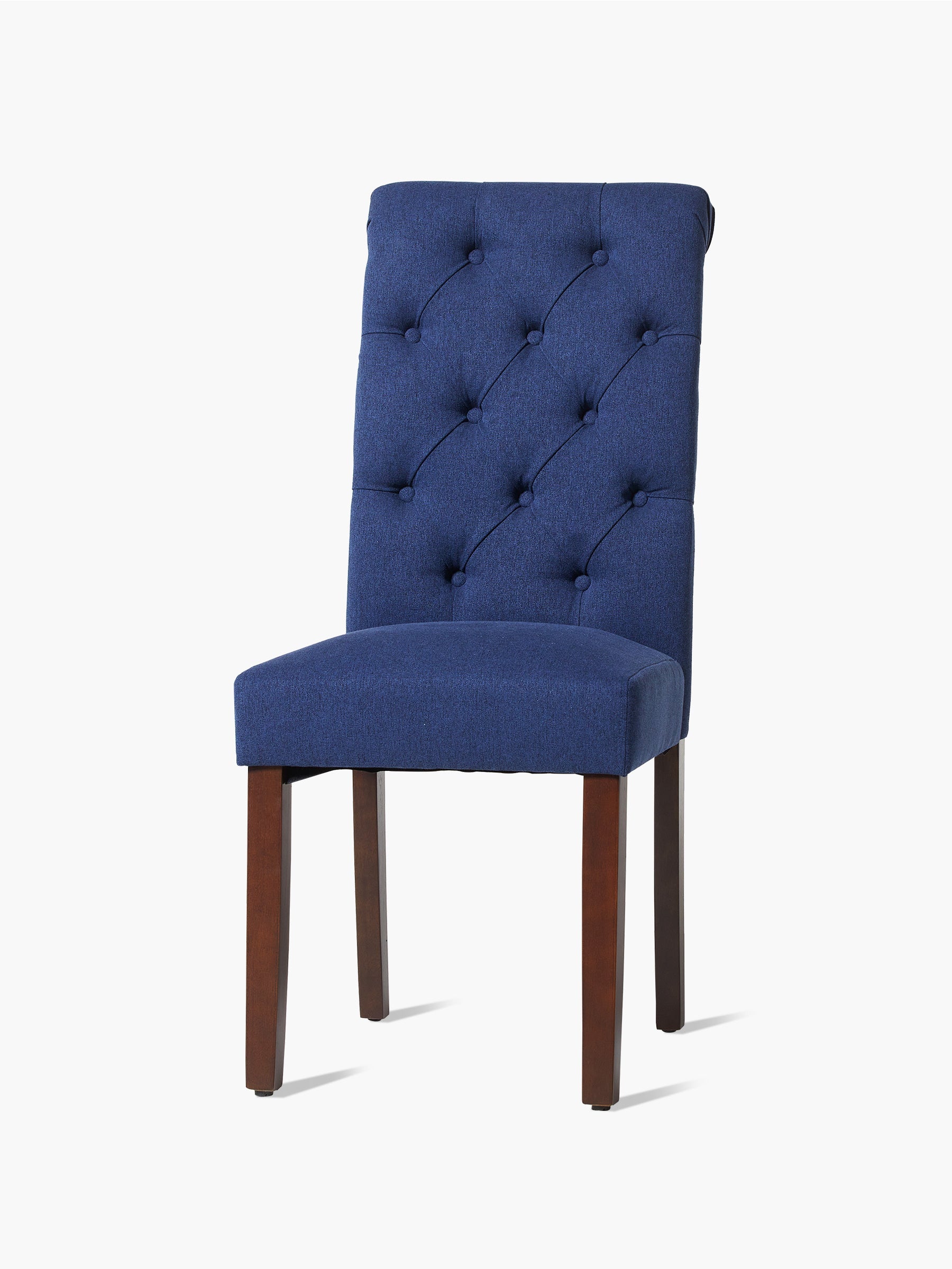 JOYFINITY Rolled Back Tufted Fabric Dining Chair with Wooden Legs