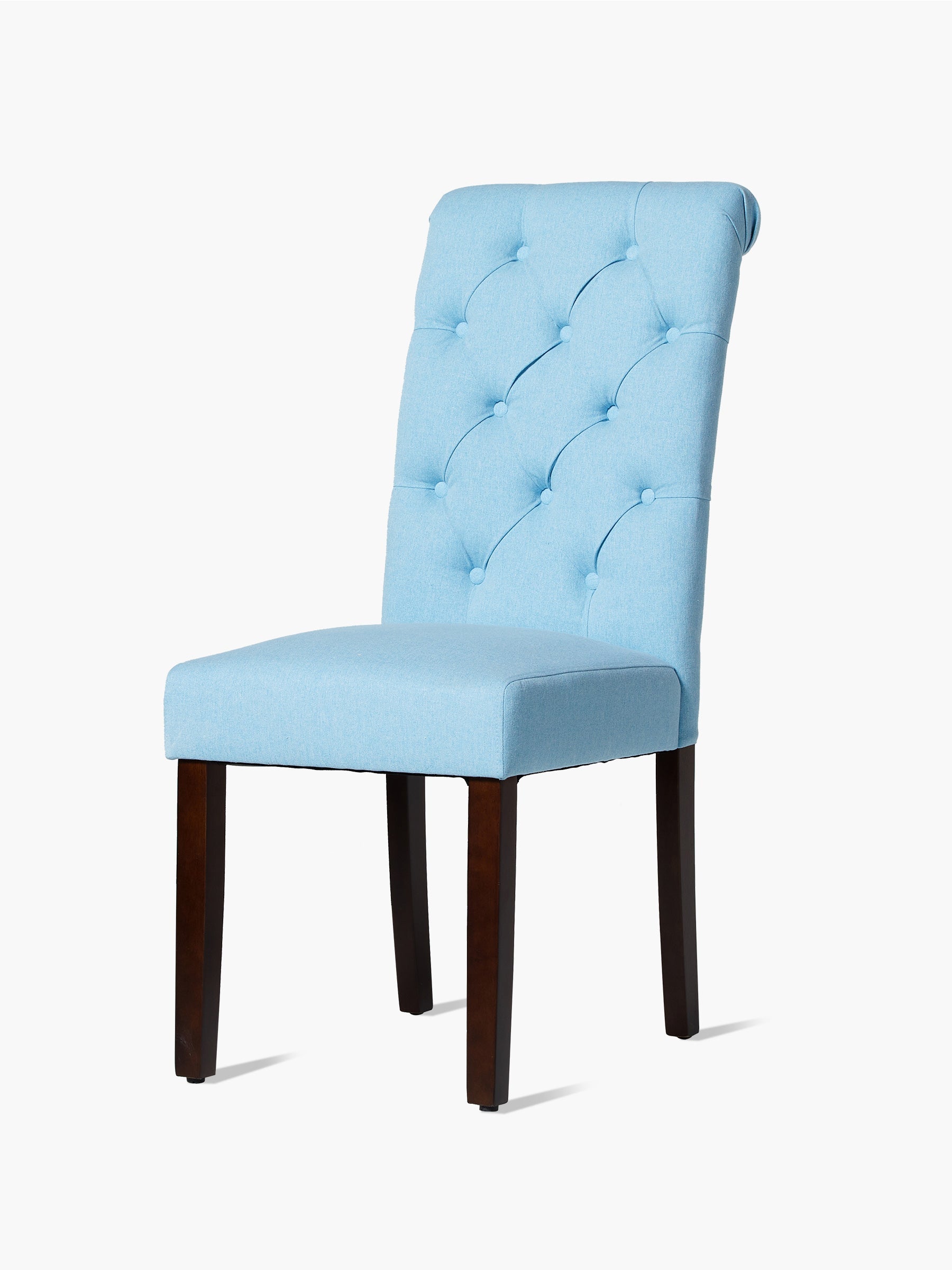 JOYFINITY Rolled Back Tufted Fabric Dining Chair with Wooden Legs