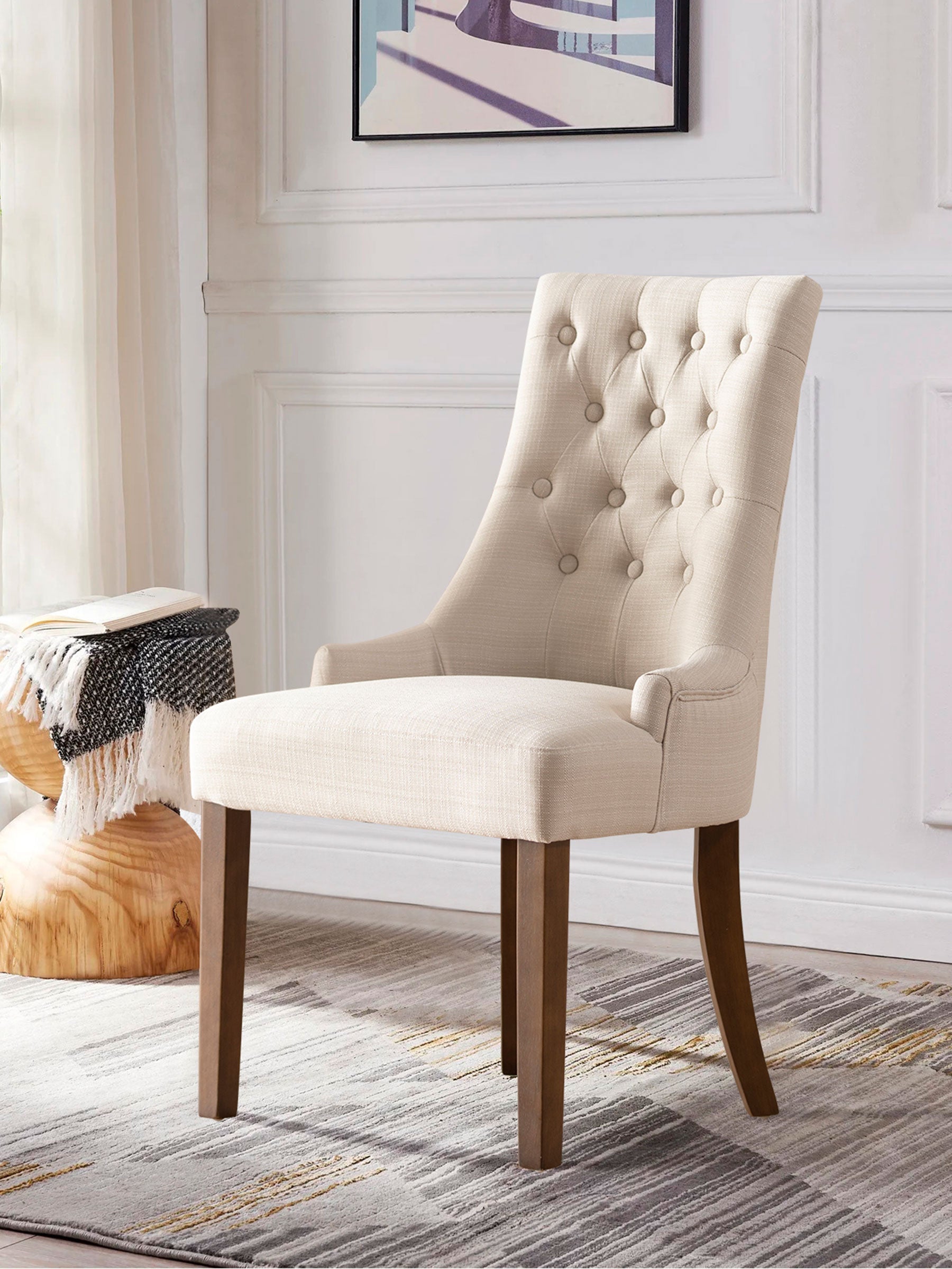 JOYFINITY Tufted Upholstered Wingback Dining Chair