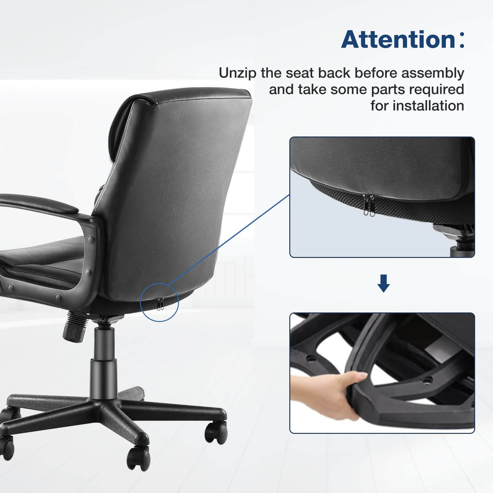 JOYFINITY Adjustable Computer Desk Chair with Lumbar Support,Padded Armrest,Swivel Rolling