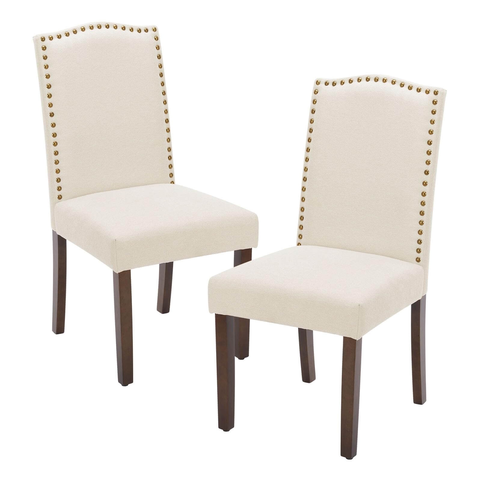 JOYFINITY Modern Armless Dining Chairs With Upholstered Fabric,Nailhead Trim And Wood Legs