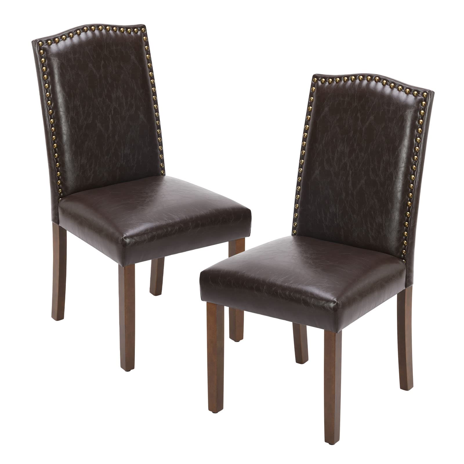 JOYFINITY Modern Armless Dining Chairs With Upholstered Fabric,Nailhead Trim And Wood Legs