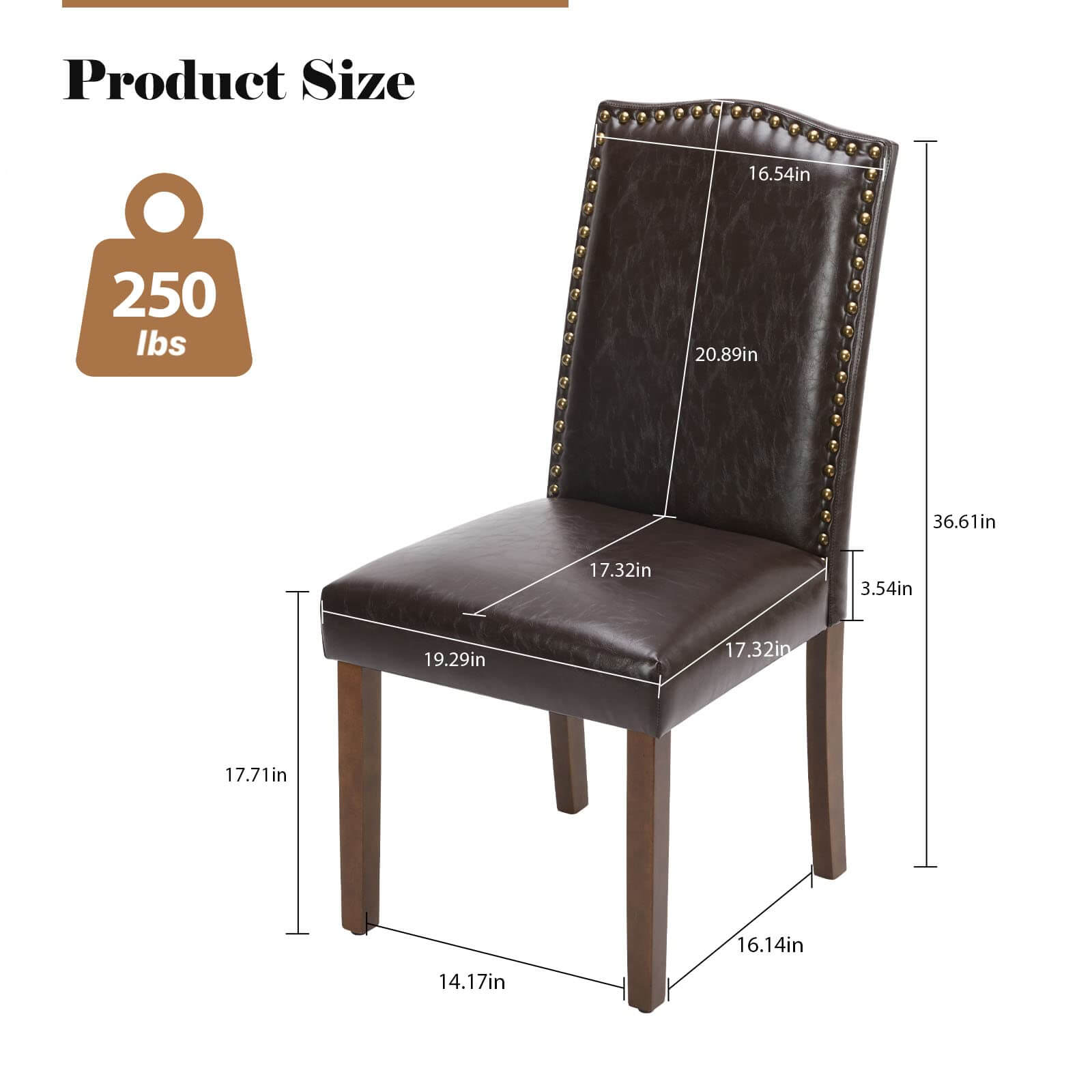 JOYFINITY Modern Armless Dining Chairs With Upholstered Fabric,Nailhead Trim And Wood Legs