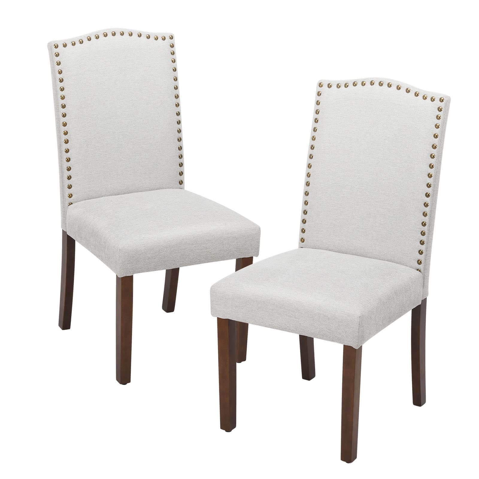 JOYFINITY Modern Armless Dining Chairs With Upholstered Fabric,Nailhead Trim And Wood Legs