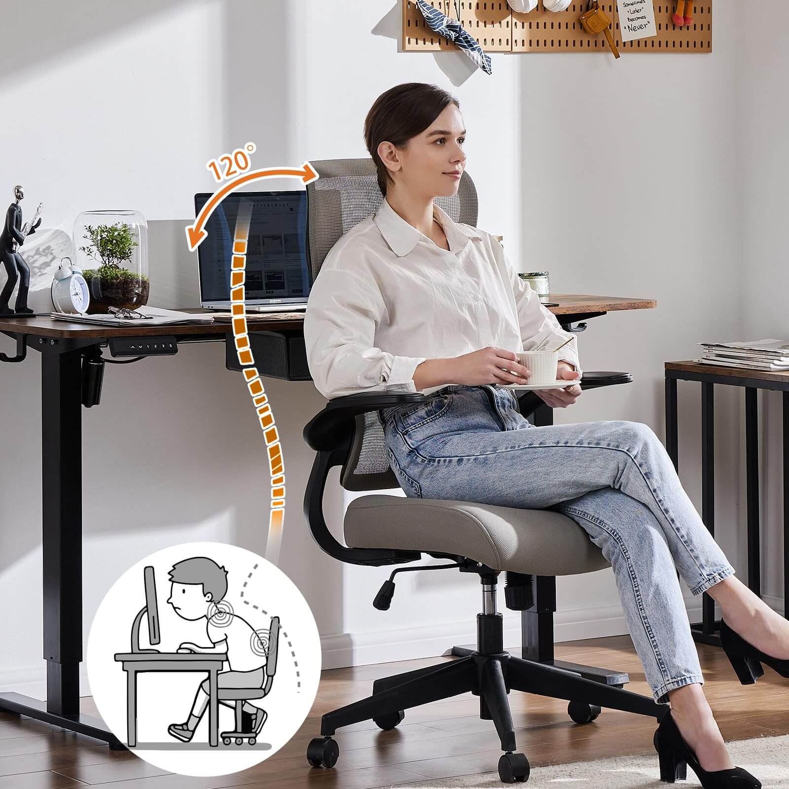 JOYFINITY Ergonomic Computer Mesh Chair with Flip-up Armrests,Lumbar Support, Backrest for Home Office