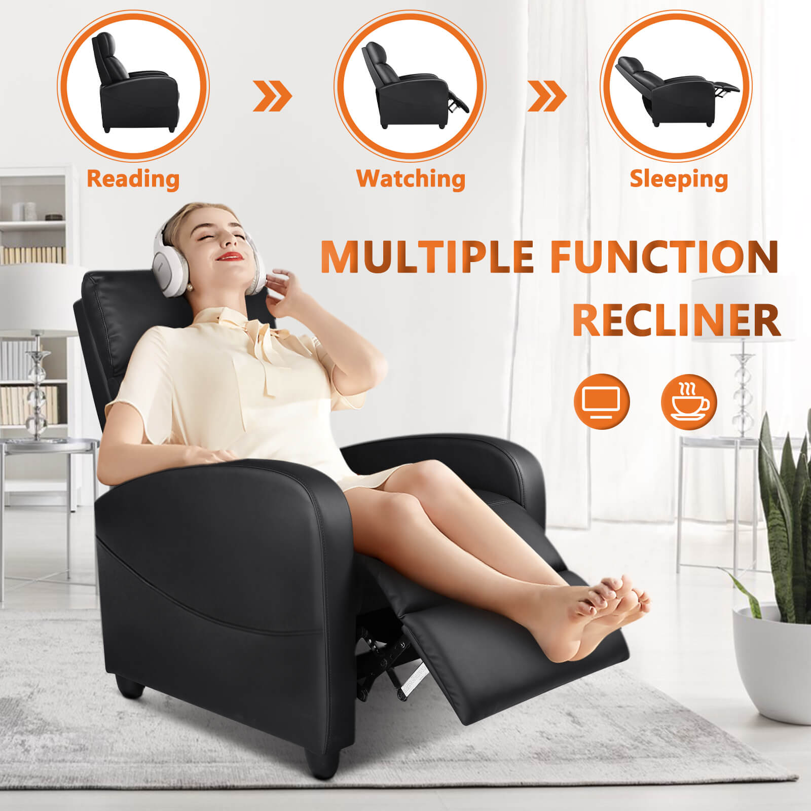 JOYFINITY Manual Recliner Chair Winback Single Sofa,Massage and Heating,Casual Chair For Living Room