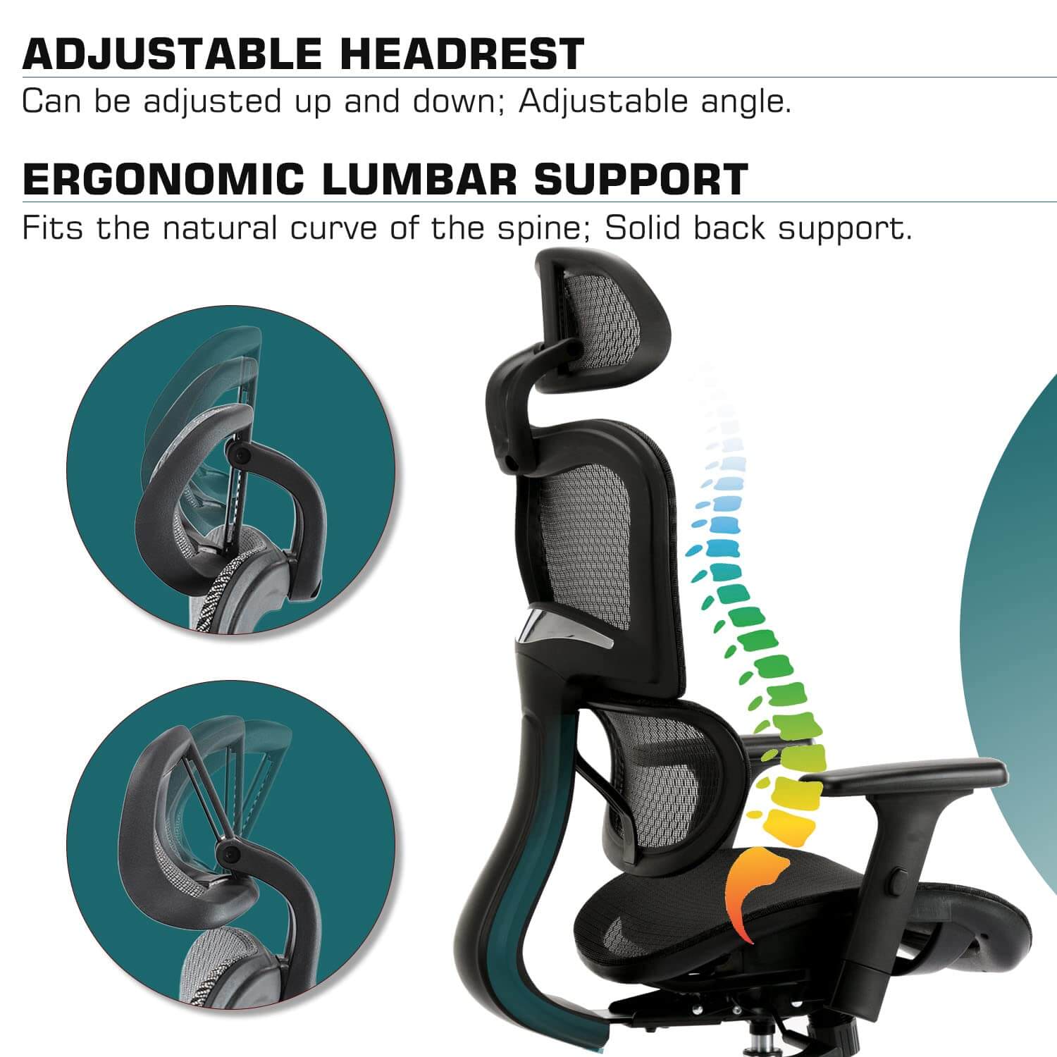 JOYFINITY Large High Back Computer Chair with Dynamic Lumbar Support, Tilt and Lock Office Chair, 3D Adjustable Headrest and Armrests