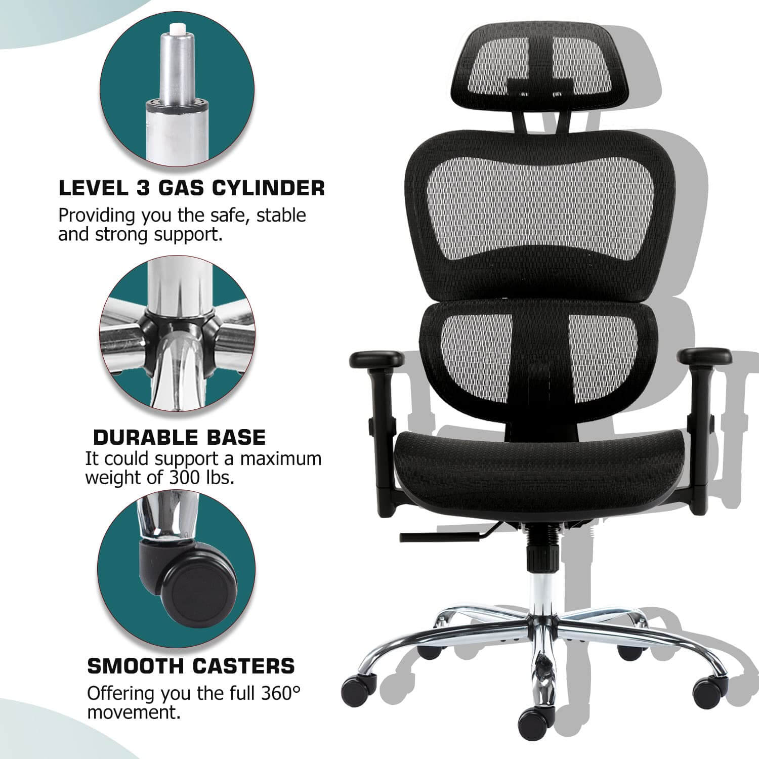 JOYFINITY Large High Back Computer Chair with Dynamic Lumbar Support, Tilt and Lock Office Chair, 3D Adjustable Headrest and Armrests