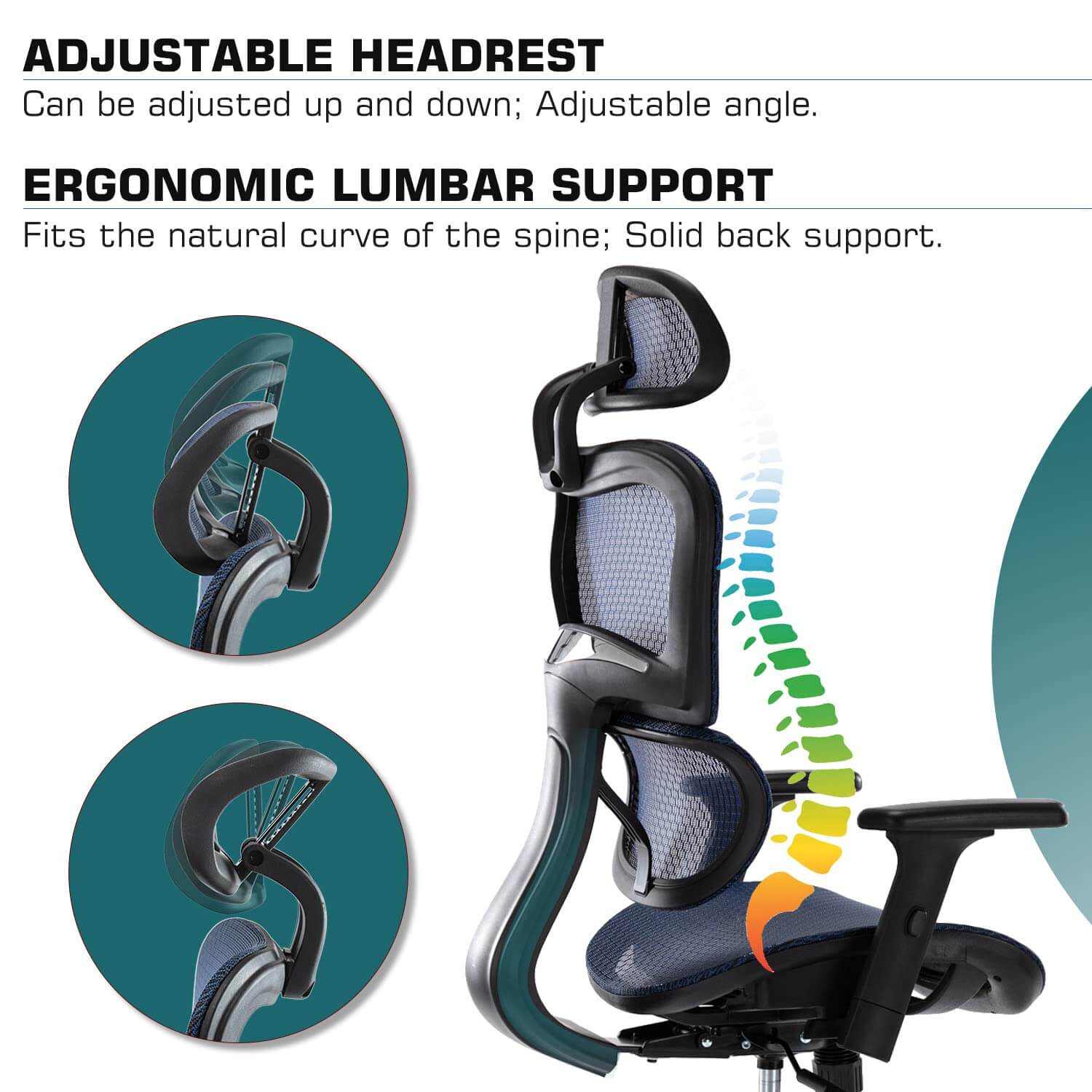 JOYFINITY Large High Back Computer Chair with Dynamic Lumbar Support, Tilt and Lock Office Chair, 3D Adjustable Headrest and Armrests