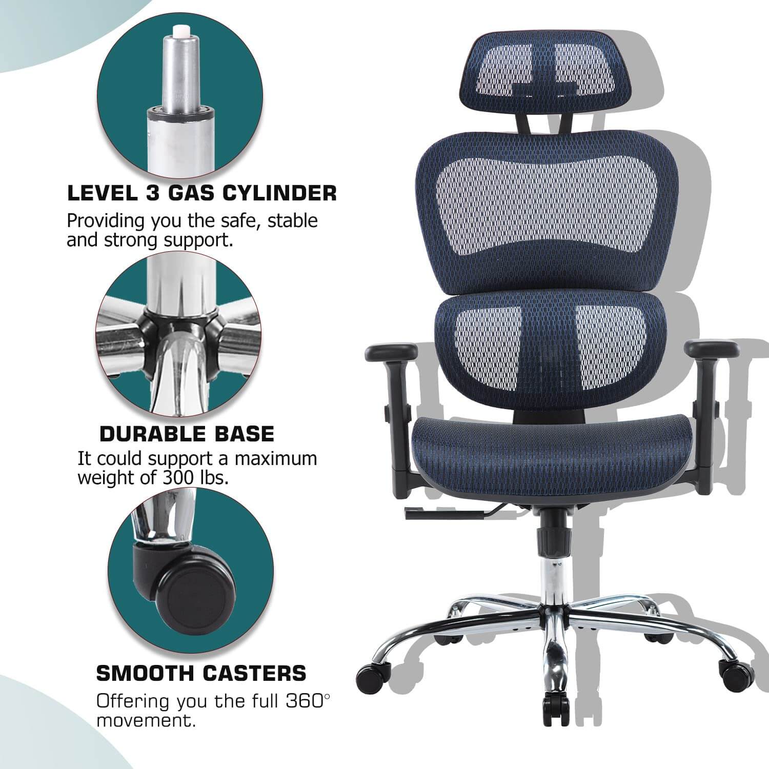 JOYFINITY Large High Back Computer Chair with Dynamic Lumbar Support, Tilt and Lock Office Chair, 3D Adjustable Headrest and Armrests