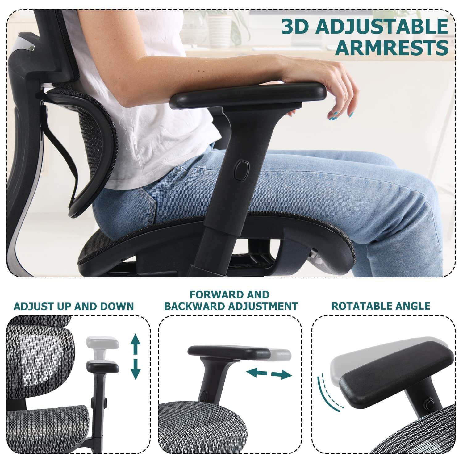 JOYFINITY Large High Back Computer Chair with Dynamic Lumbar Support, Tilt and Lock Office Chair, 3D Adjustable Headrest and Armrests