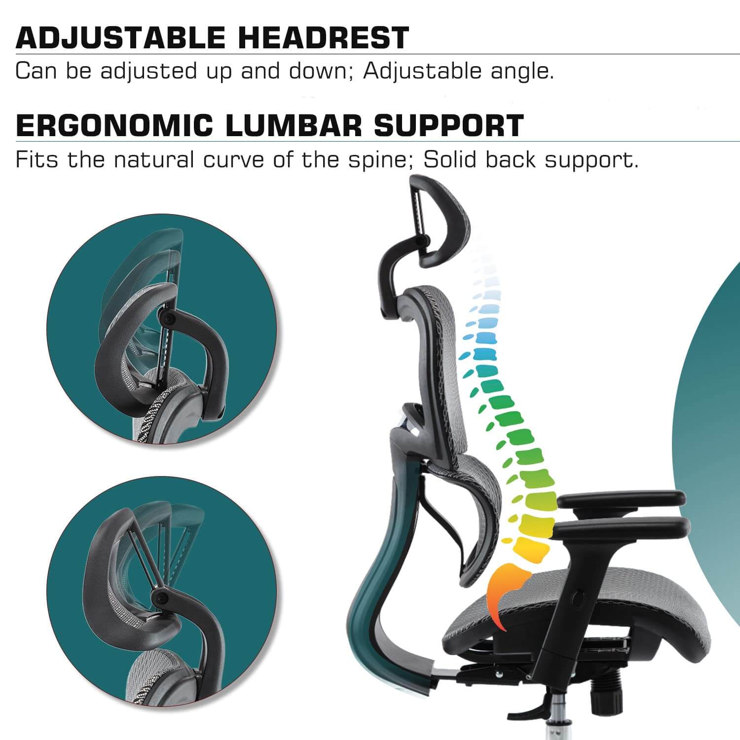 JOYFINITY Large High Back Computer Chair with Dynamic Lumbar Support, Tilt and Lock Office Chair, 3D Adjustable Headrest and Armrests