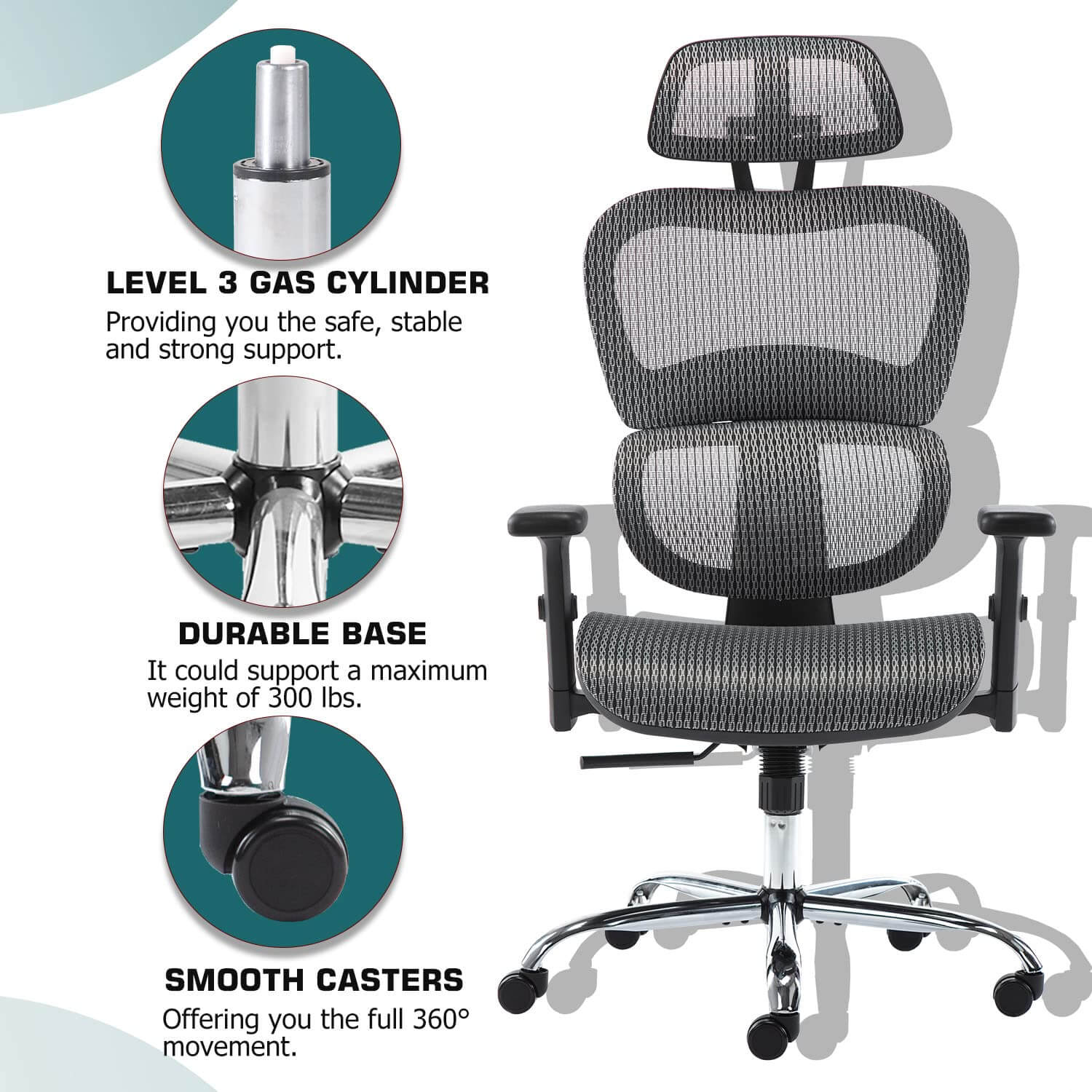 JOYFINITY Large High Back Computer Chair with Dynamic Lumbar Support, Tilt and Lock Office Chair, 3D Adjustable Headrest and Armrests