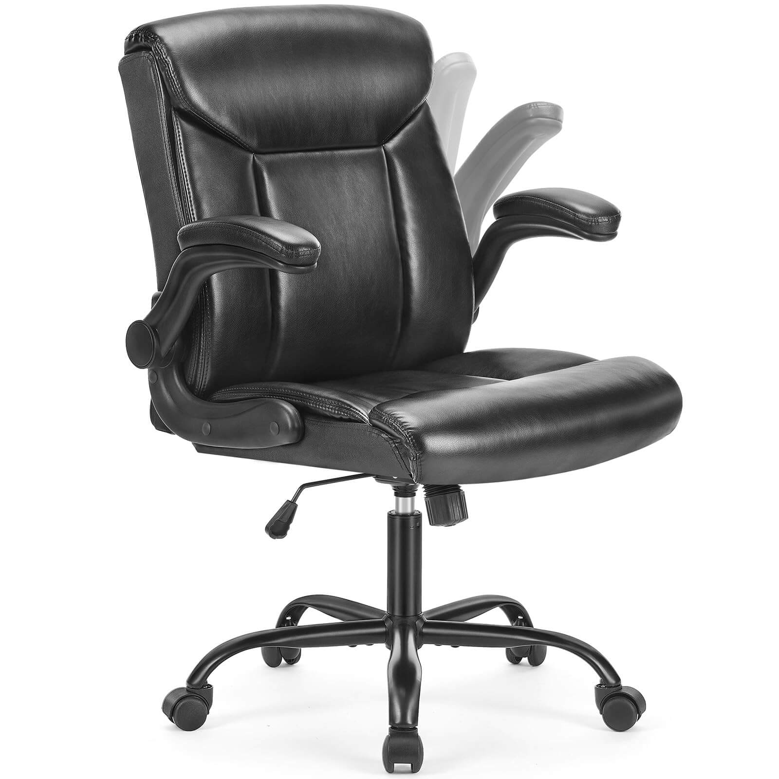 JOYFINITY Leather Ergonomic Adjustable Computer Office Chair with Flip-up Armrest, Cushion Lumbar Back Support