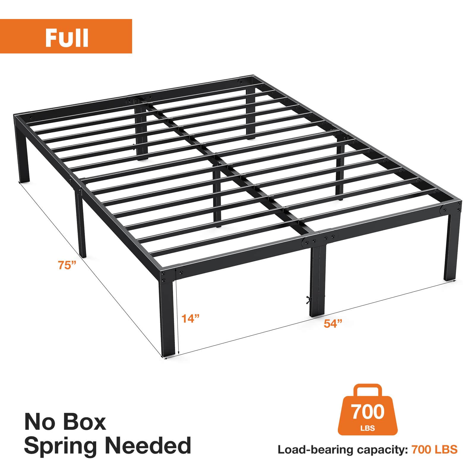 JOYFINITY Heavy Duty Metal Bed Frame with Sturdy Steel Slat Support, No Box Spring Needed