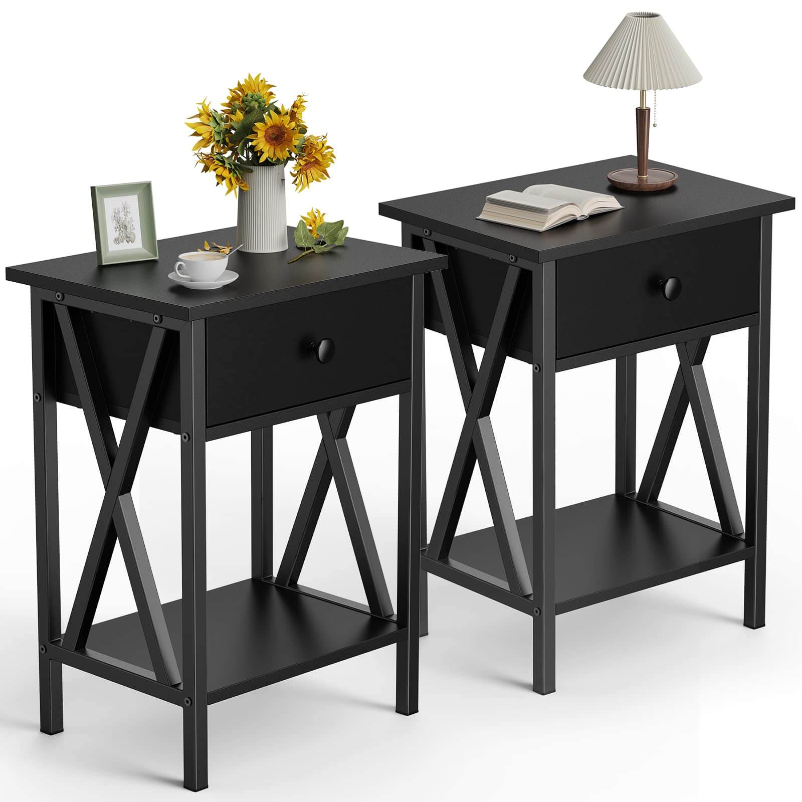 JOYFINITY Nightstands Set of 2 Bedside Tables Night Stand with Storage Drawer