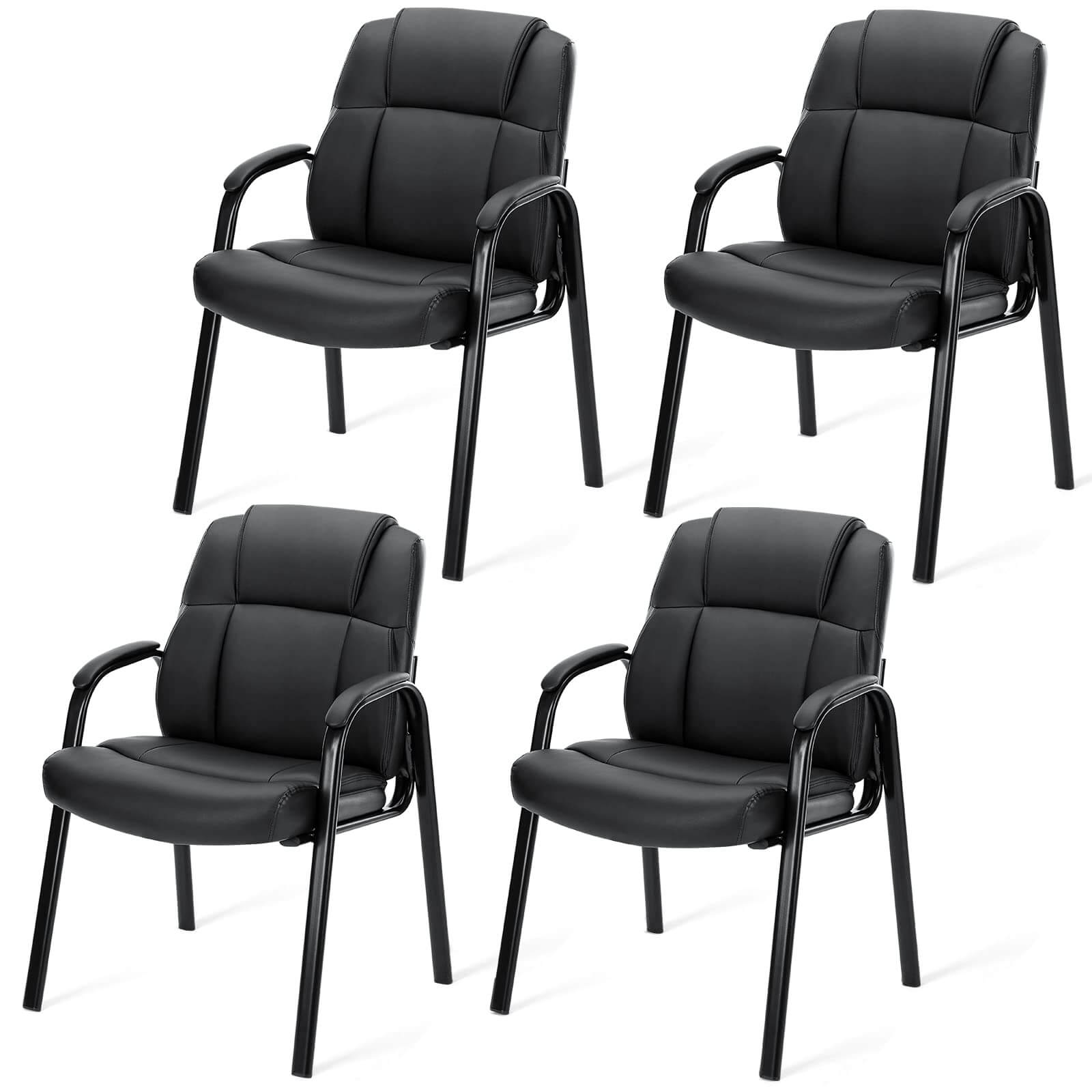 JOYFINITY PU Leather Conference Room Reception Chairs with Padded Arms,No Wheels Executive Office Chair