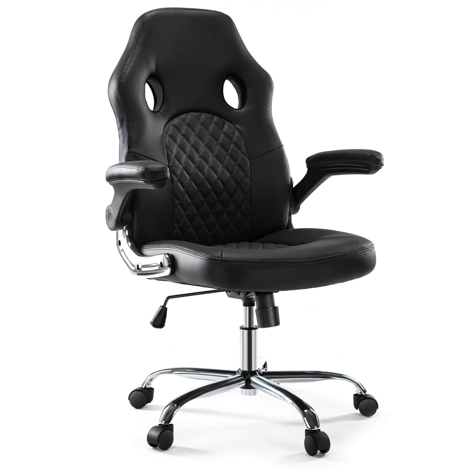 JOYFINITY PU Leather Executive Ergonomic Mid Back Computer Chair with Flip-up Armrests