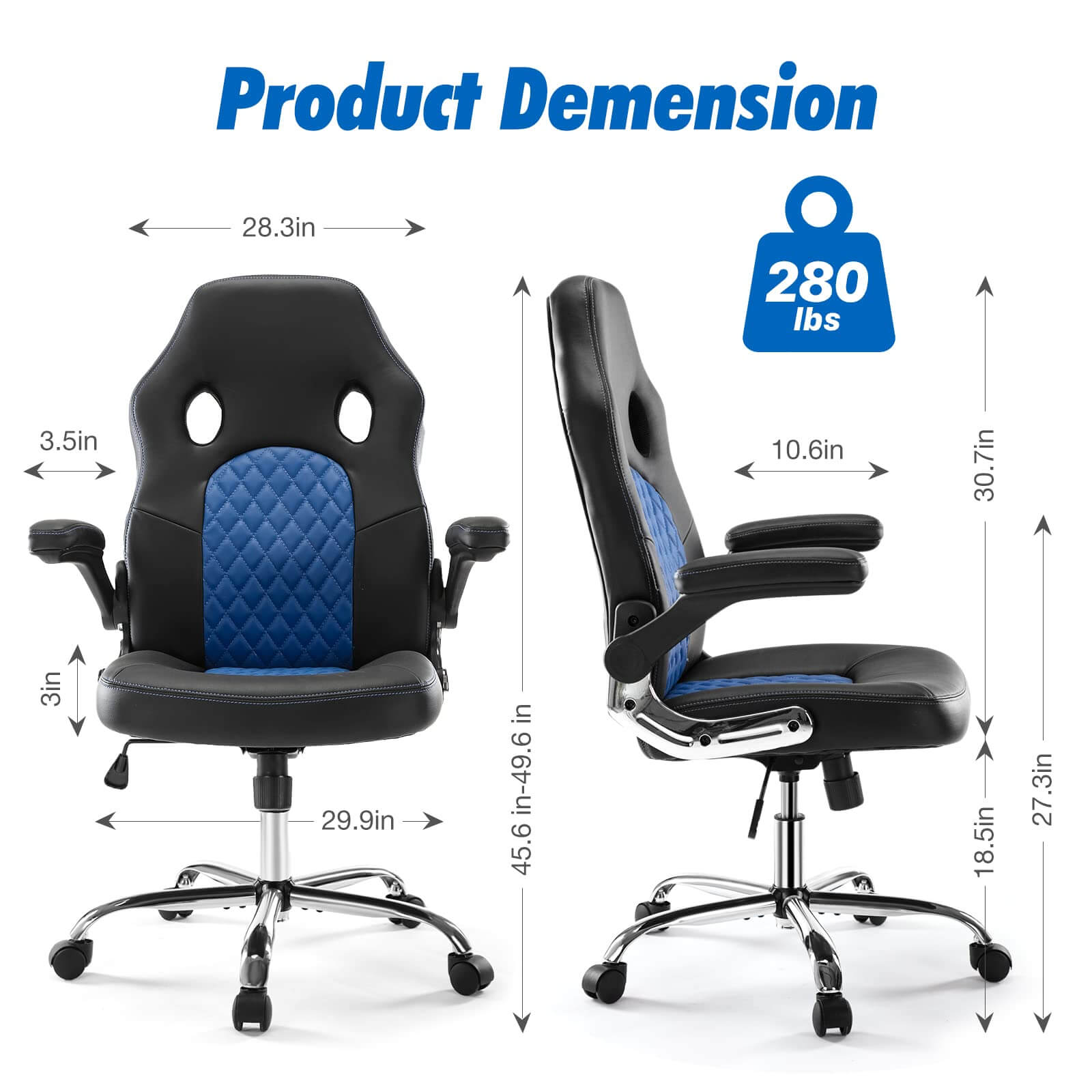 JOYFINITY PU Leather Executive Ergonomic Mid Back Computer Chair with Flip-up Armrests