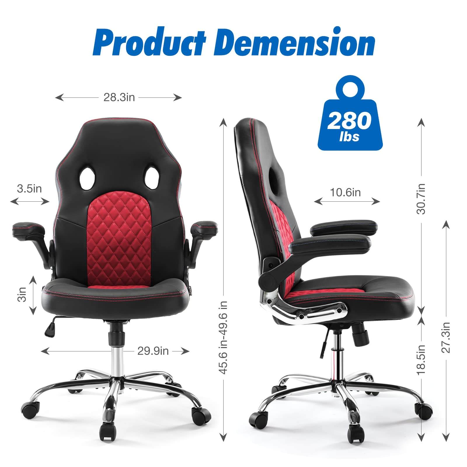 JOYFINITY PU Leather Executive Ergonomic Mid Back Computer Chair with Flip-up Armrests