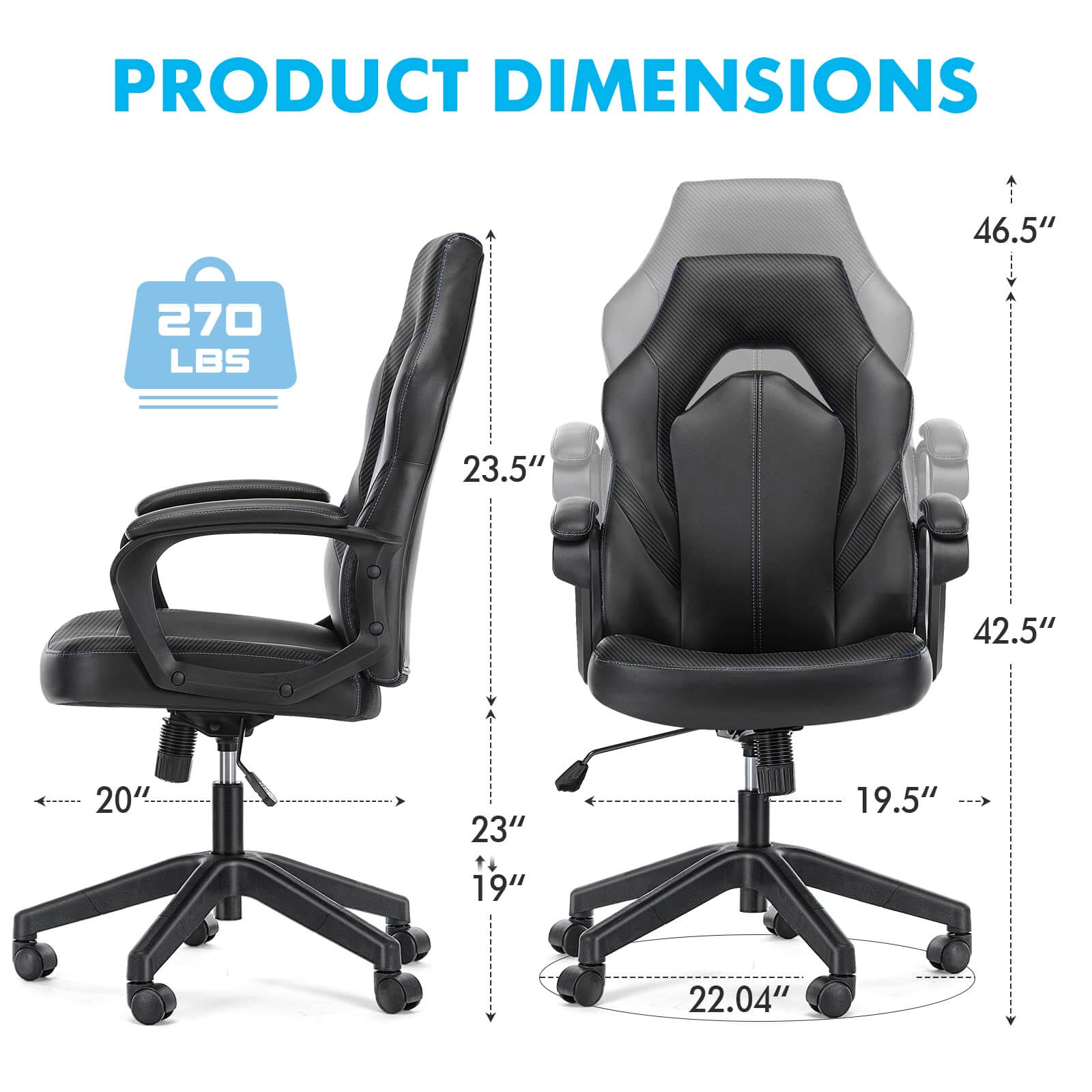 JOYFINITY PU Leather Ergonomic Office Chair Swivel Computer Gaming Chair with Lumbar Support