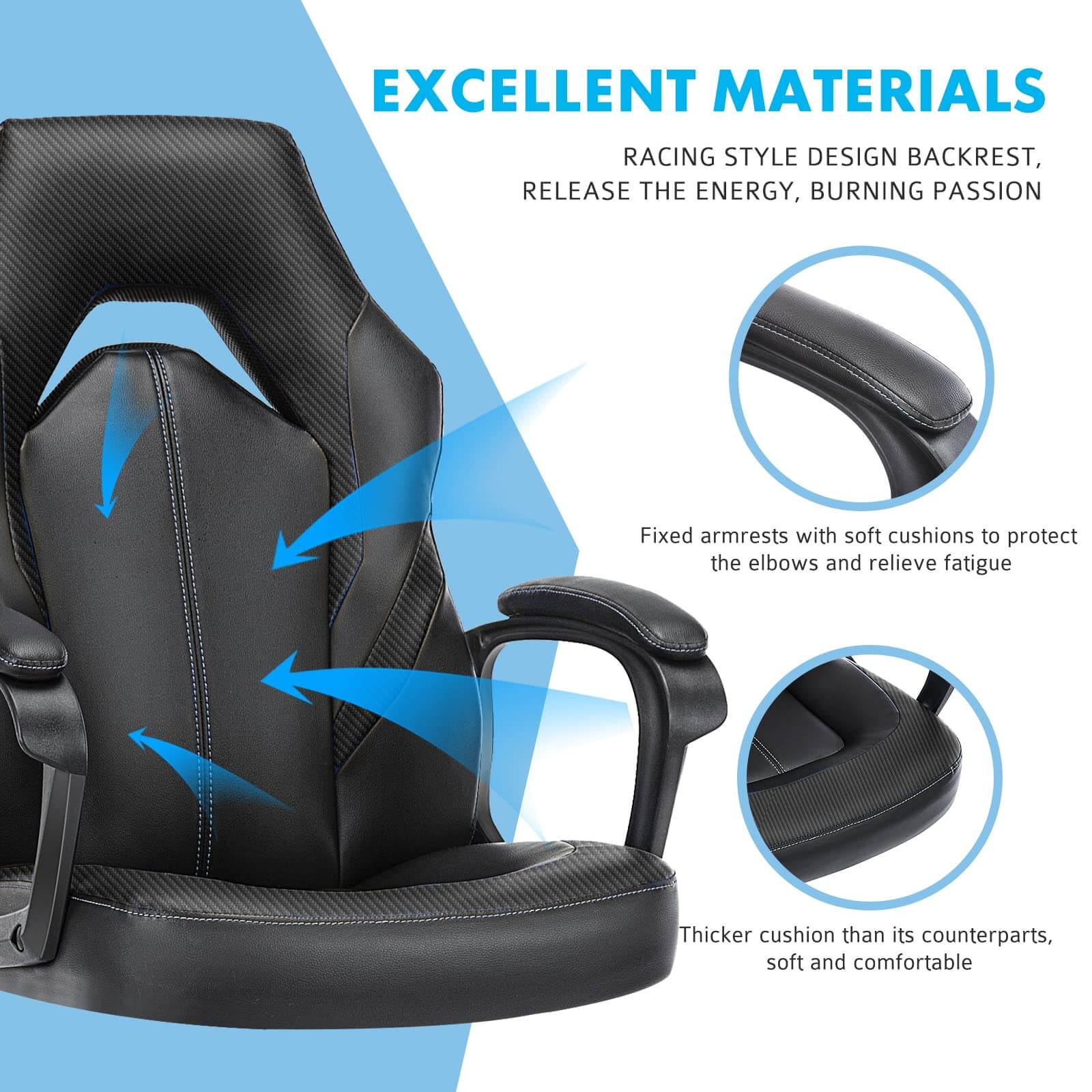 JOYFINITY PU Leather Ergonomic Office Chair Swivel Computer Gaming Chair with Lumbar Support