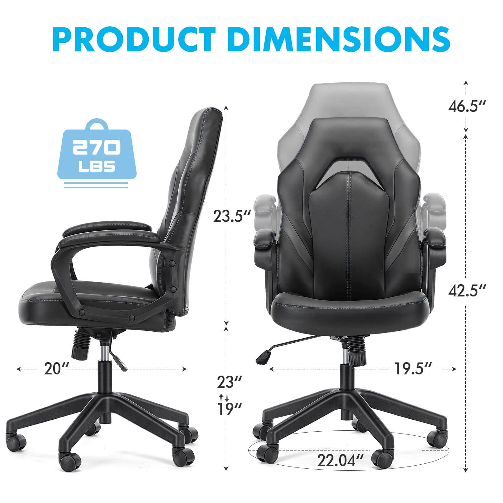 JOYFINITY PU Leather Ergonomic Office Chair Swivel Computer Gaming Chair with Lumbar Support