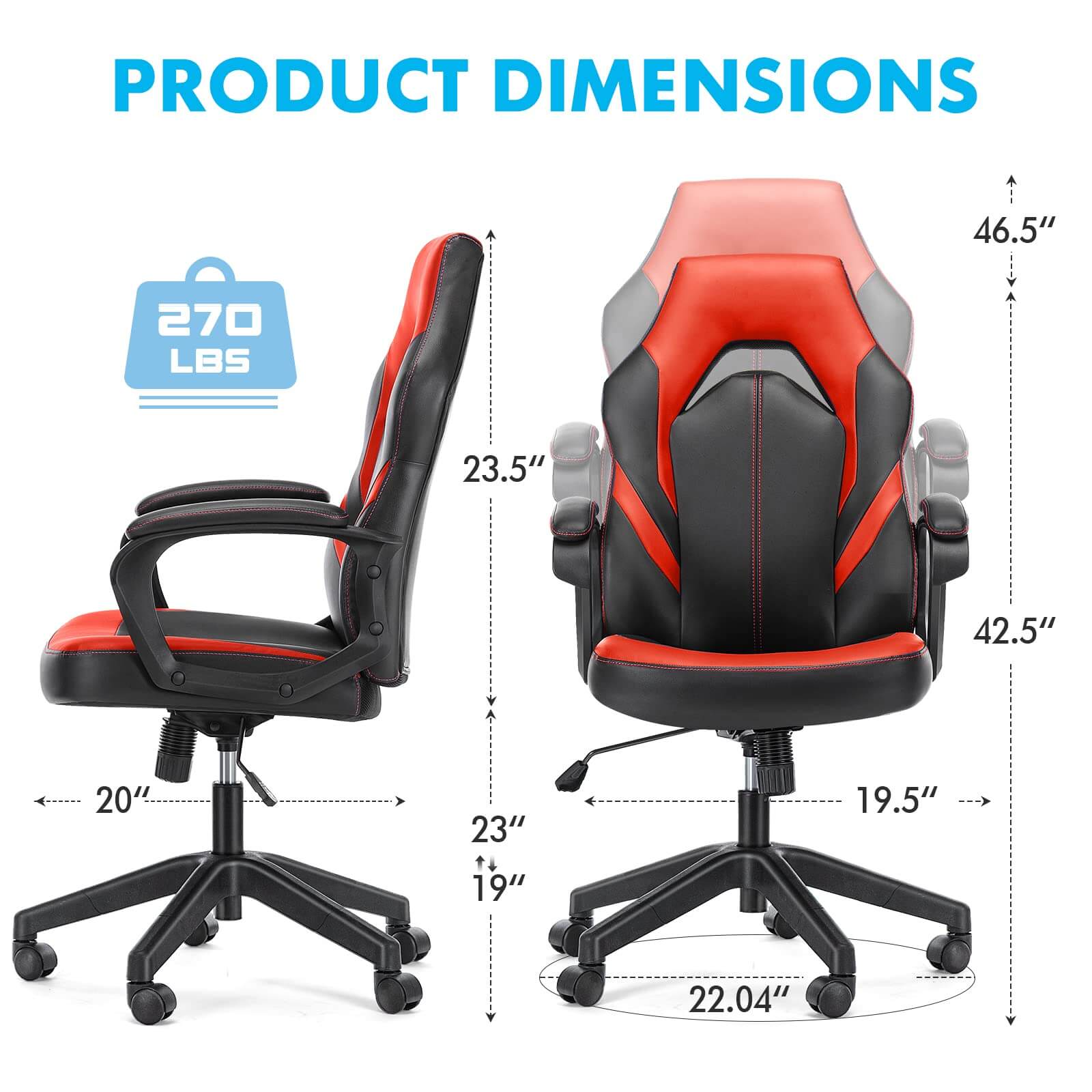 JOYFINITY PU Leather Ergonomic Office Chair Swivel Computer Gaming Chair with Lumbar Support