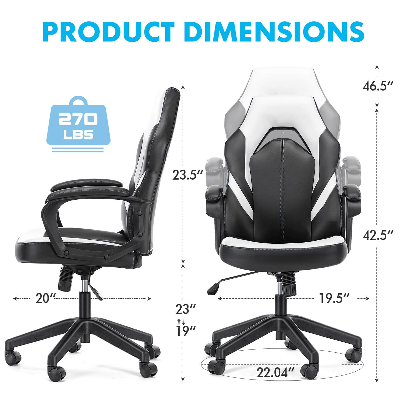 JOYFINITY PU Leather Ergonomic Office Chair Swivel Computer Gaming Chair with Lumbar Support