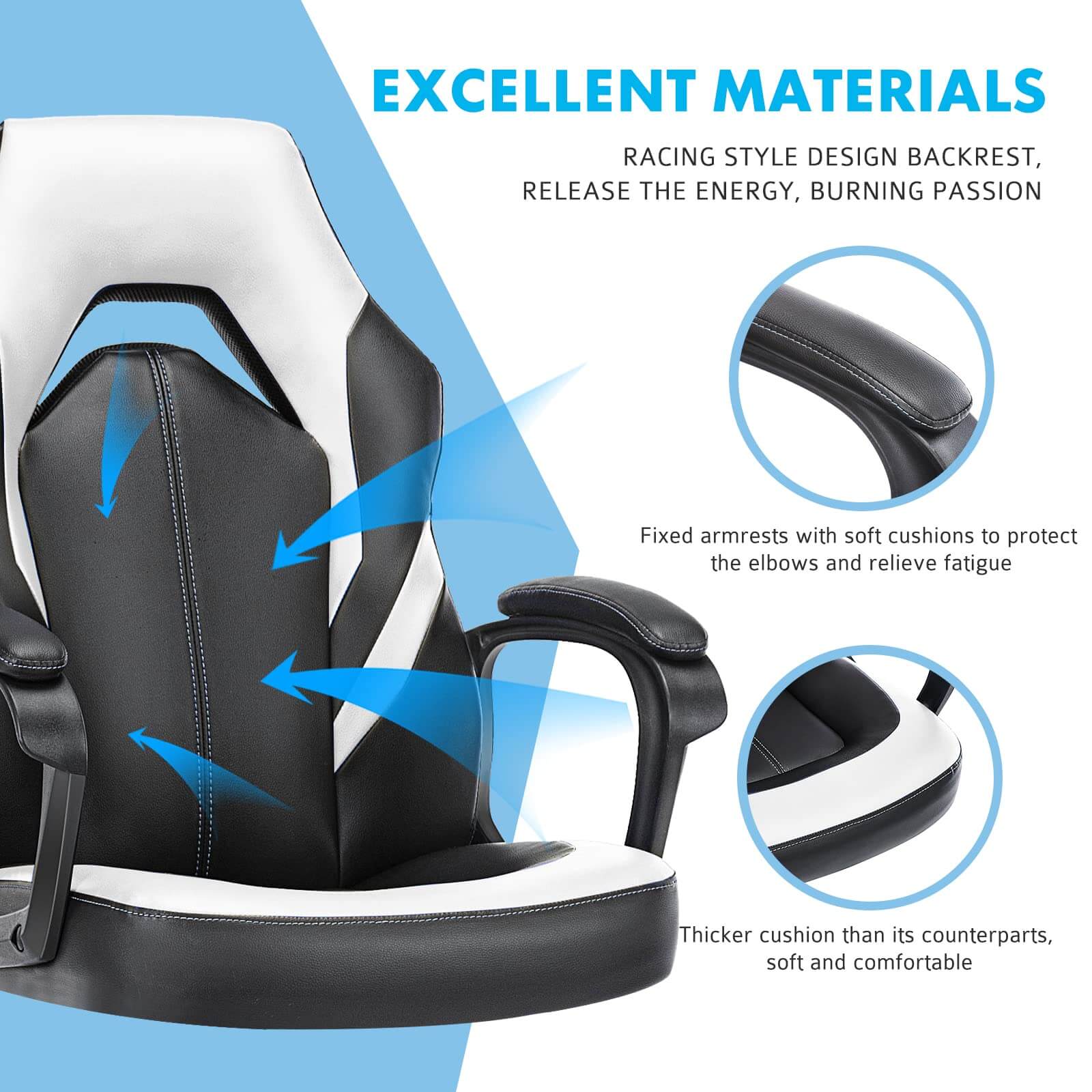 JOYFINITY PU Leather Ergonomic Office Chair Swivel Computer Gaming Chair with Lumbar Support