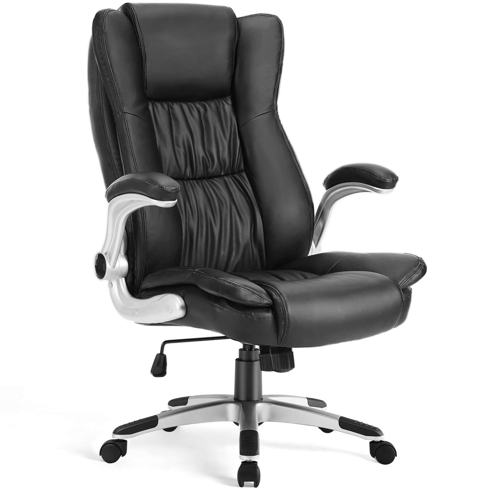 JOYFINITY PU Leather Ergonomic Adjustable Height Office Chair with Lumbar Support Flip-up Padded Armrests