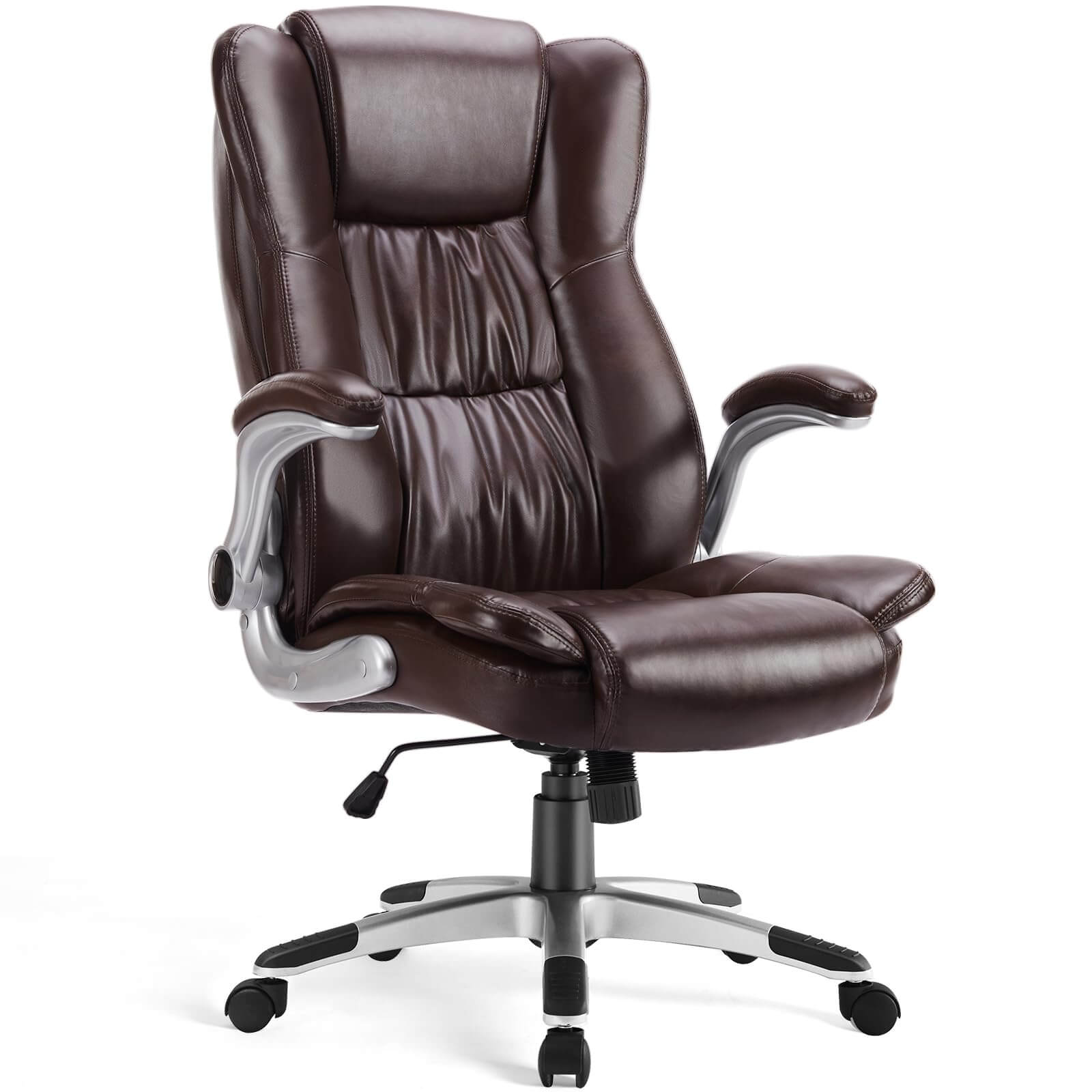 JOYFINITY PU Leather Ergonomic Adjustable Height Office Chair with Lumbar Support Flip-up Padded Armrests