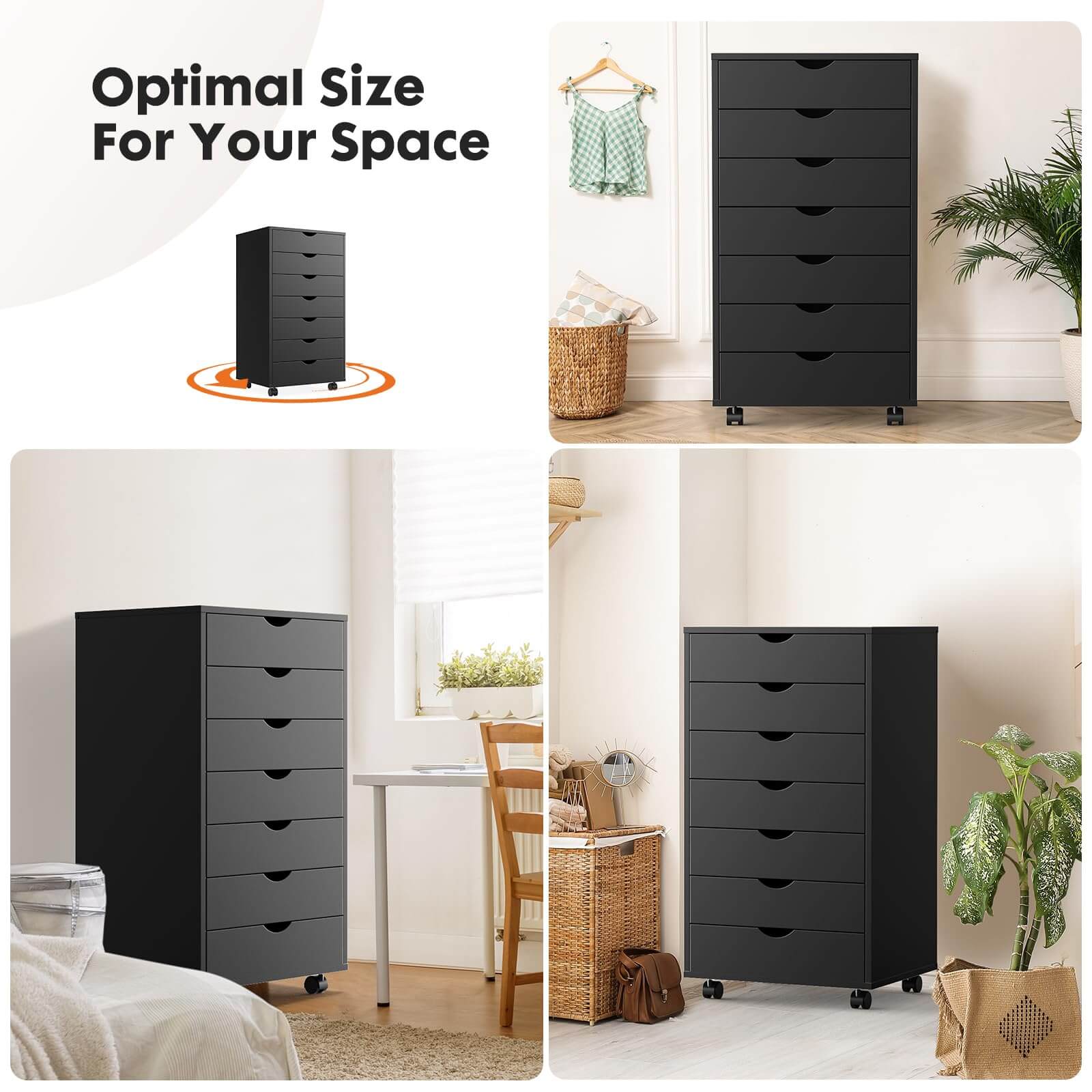 JOYFINITY Storage Cabinet Dressers with Wheels Mobile Organizer Drawers for Office, Bedroom, Home