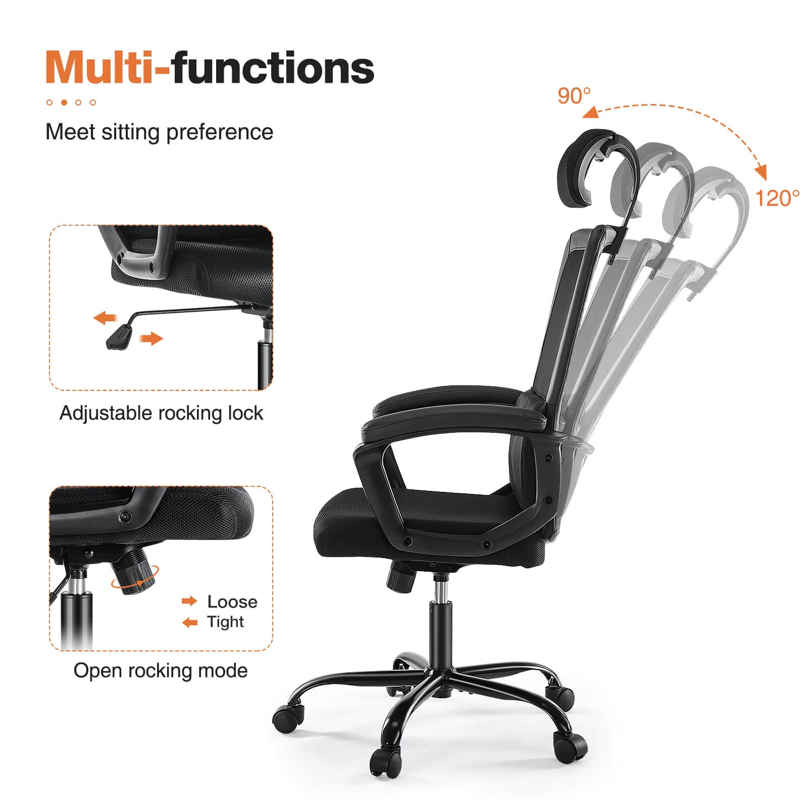 JOYFINITY High Back Ergonomic Swivel Office Chair with Adjustable Headrest and Lumbar Support