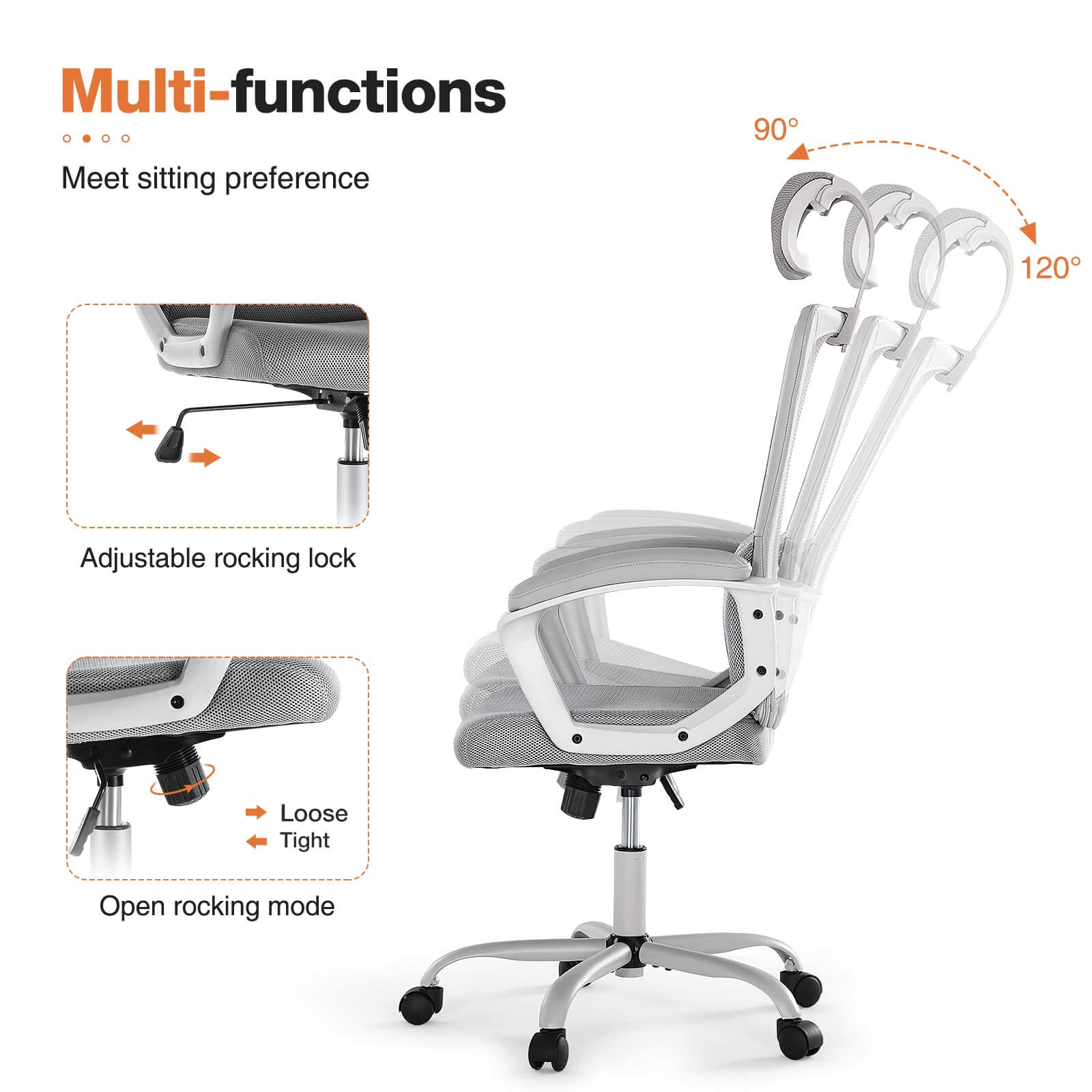 JOYFINITY High Back Ergonomic Swivel Office Chair with Adjustable Headrest and Lumbar Support