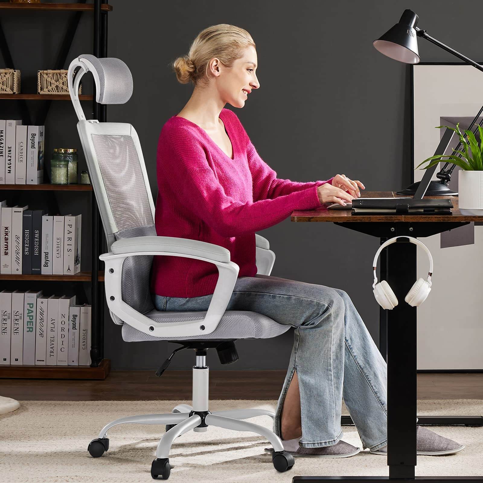 JOYFINITY High Back Ergonomic Swivel Office Chair with Adjustable Headrest and Lumbar Support