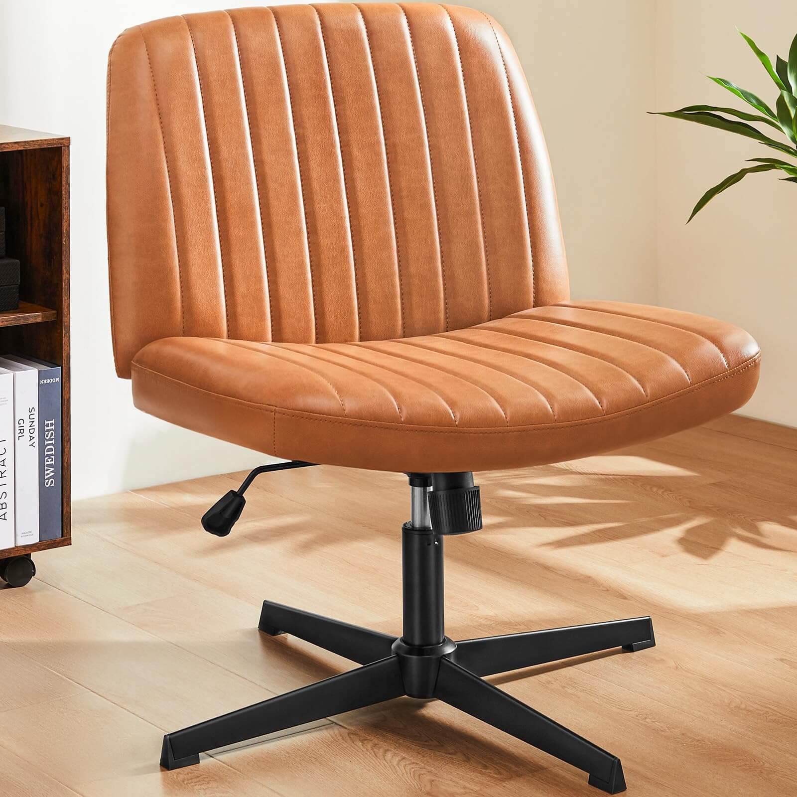 JOYFINITY Viral Criss Cross-Legged Chair With Wheels,Over Size Armless Swivel Home Office Chair