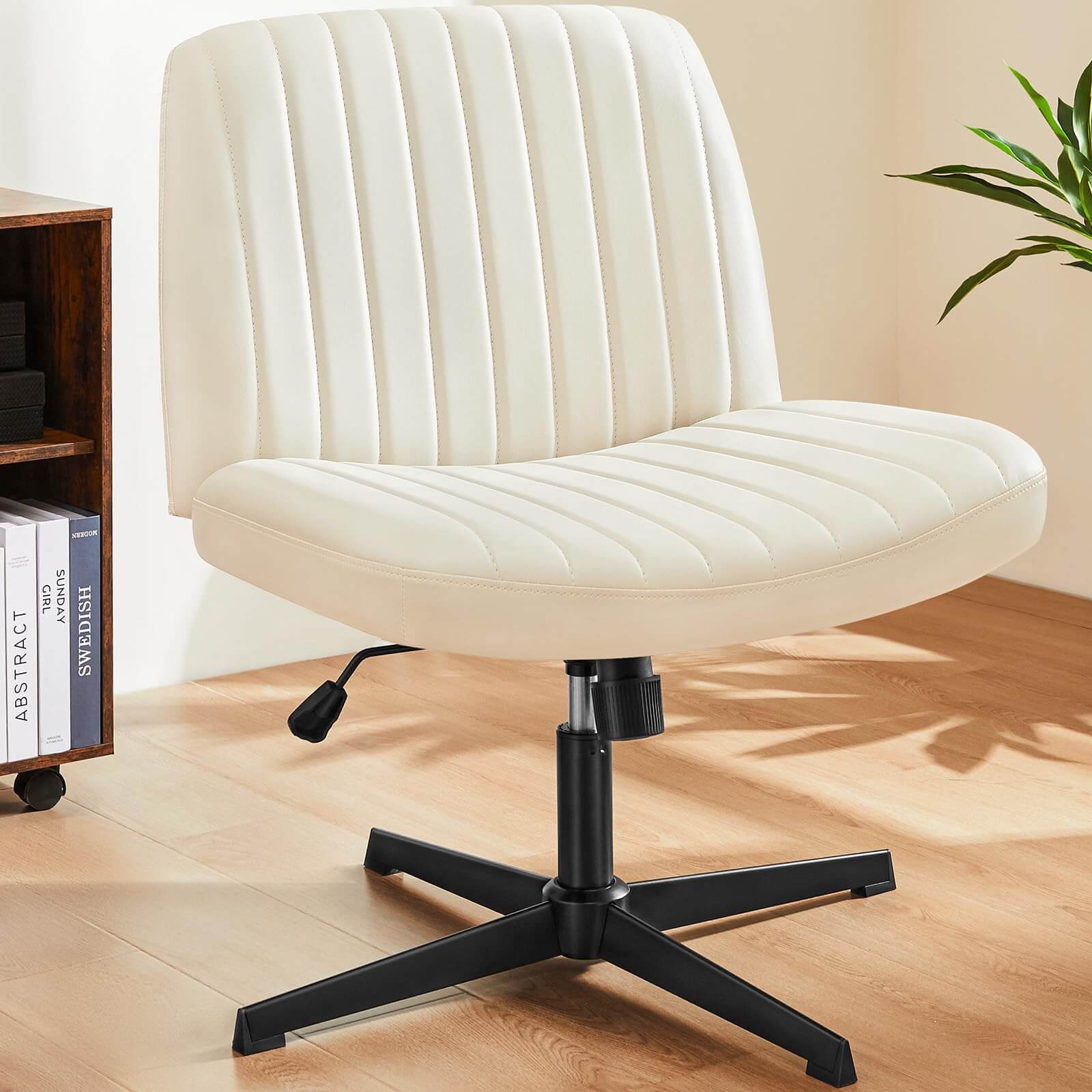 JOYFINITY Viral Criss Cross-Legged Chair With Wheels,Over Size Armless Swivel Home Office Chair