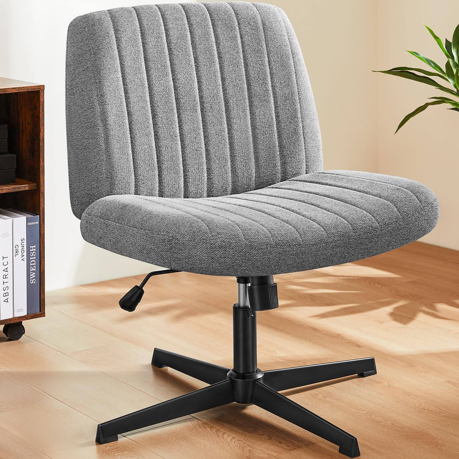 JOYFINITY Viral Criss Cross-Legged Chair With Wheels,Over Size Armless Swivel Home Office Chair